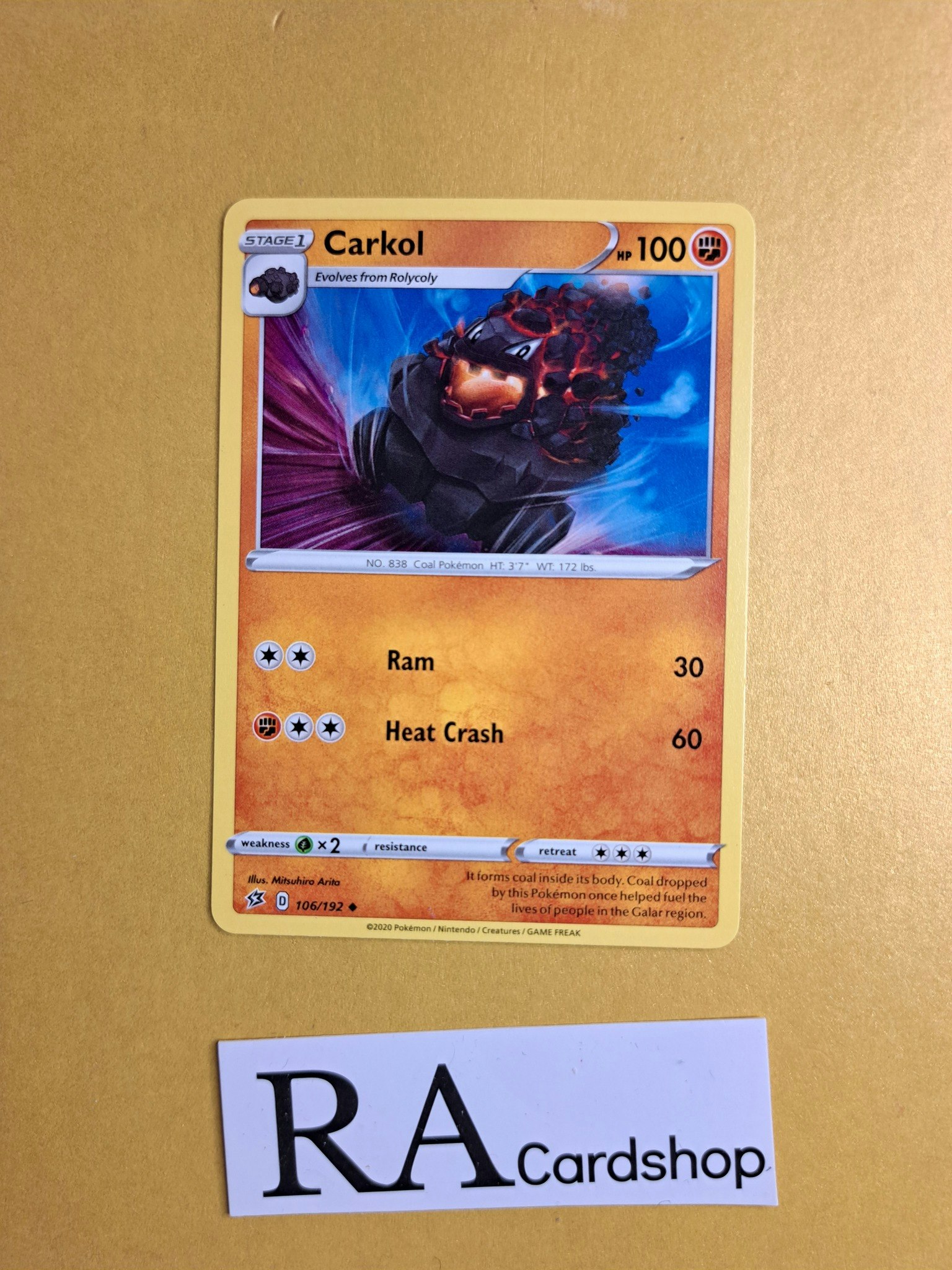 Carkol Uncommon 106/192 Rebel Clash Pokemon
