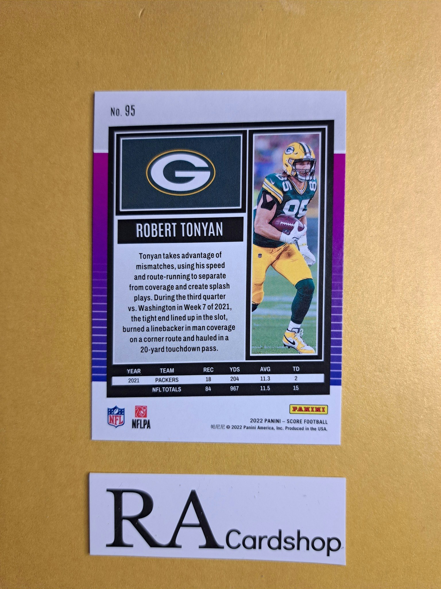 #95 Robert Tonyan 2022 Panini Score Football NFL