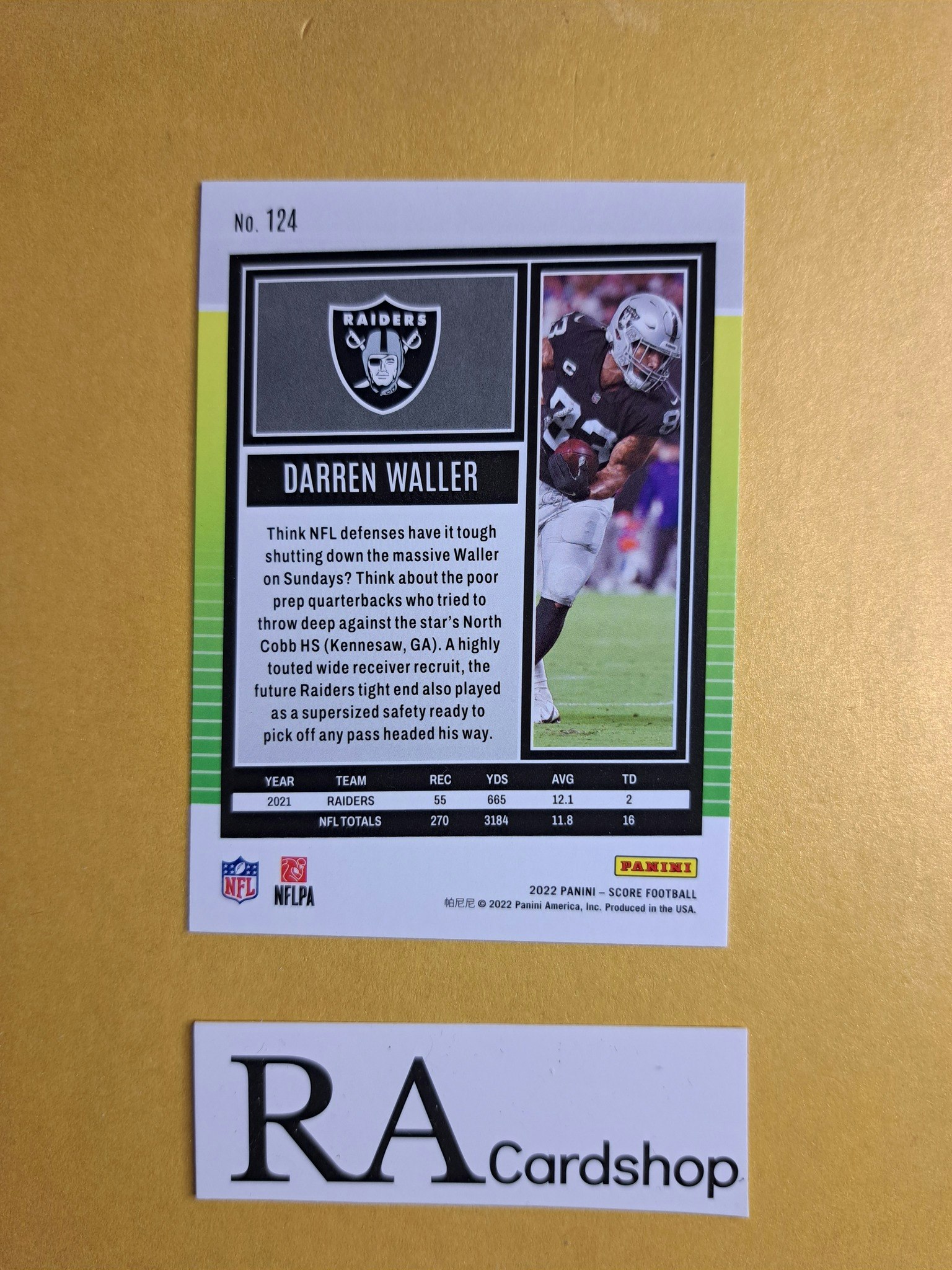 #124 Darren Waller 2022 Panini Score Football NFL