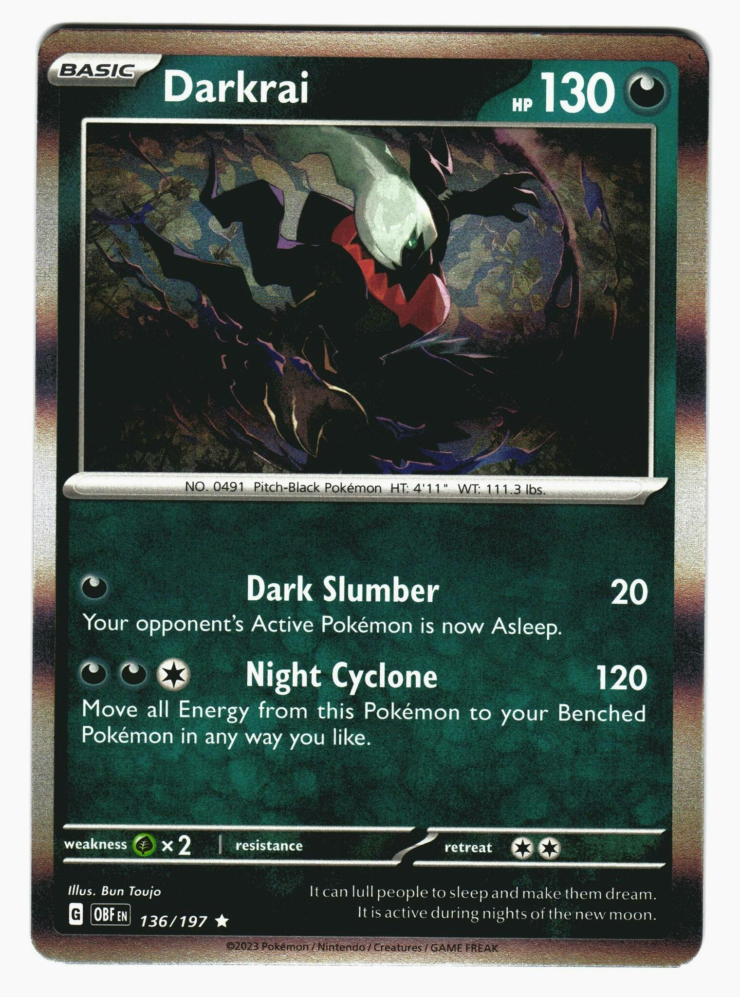 Darkrai Holo Rare 136/197 Obsidian Flames Pokemon