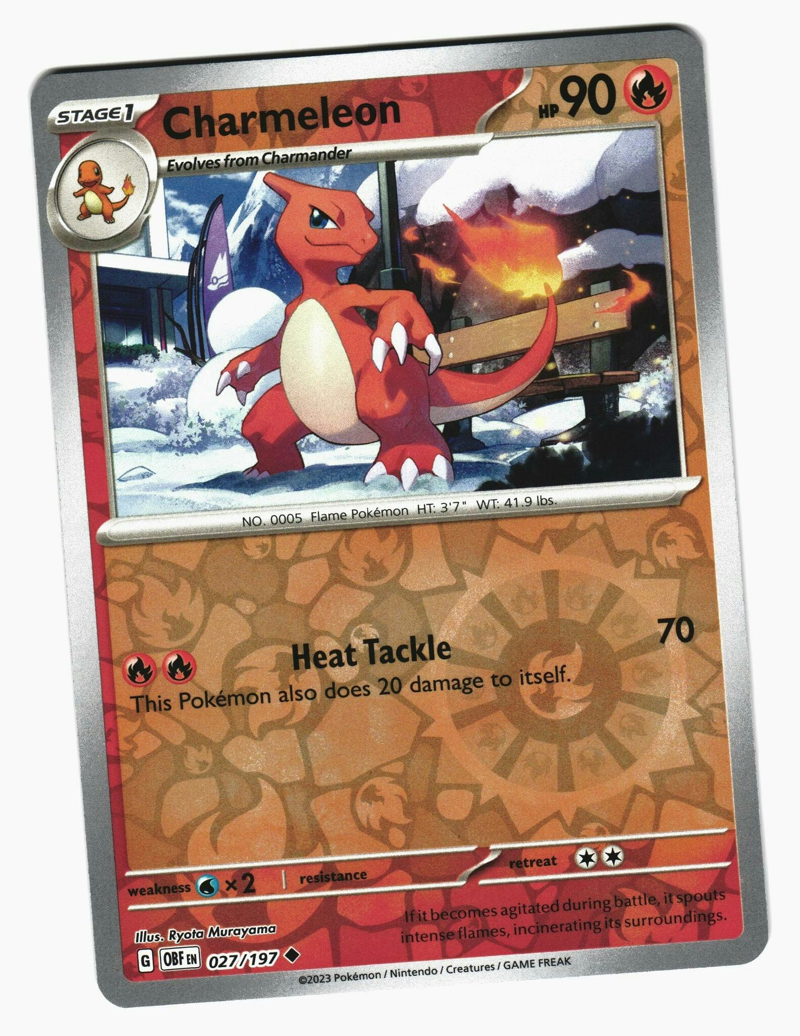 Charmeleon Reverse Holo Uncommon 027/197 Obsidian Flames Pokemon