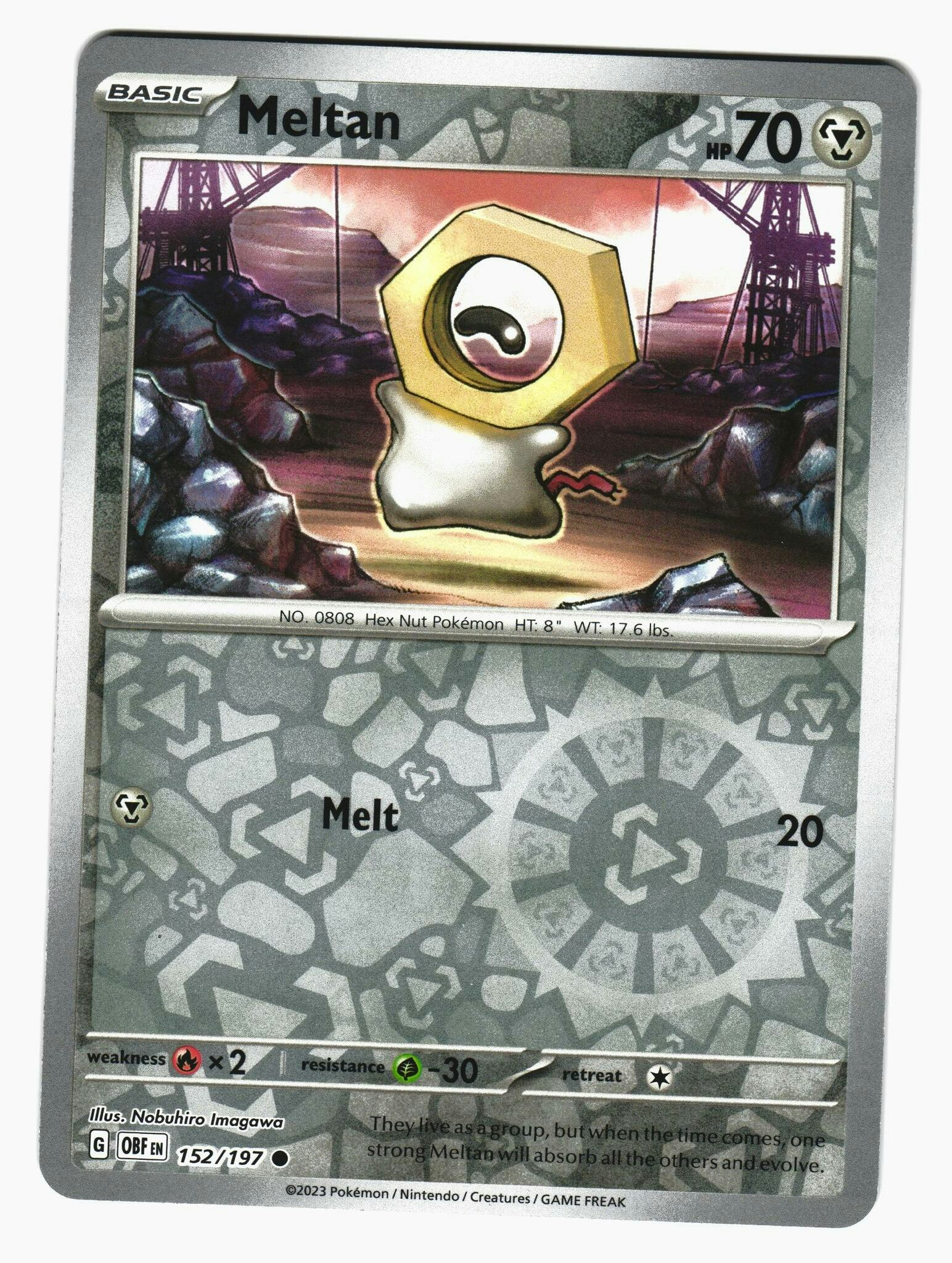 Meltan Reverse Holo Common 152/197 Obsidian Flames Pokemon