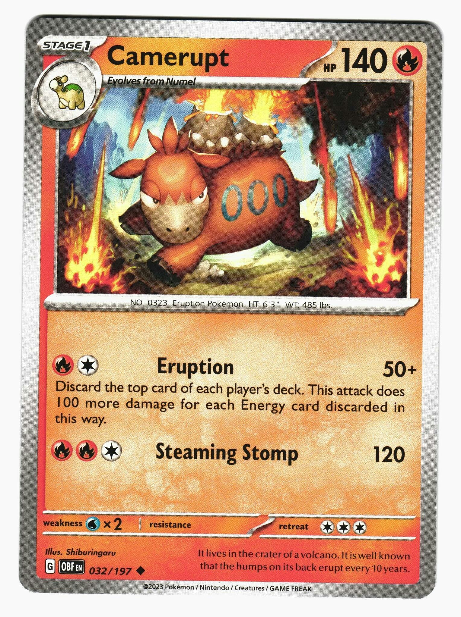 Camerupt Uncommon 032/197 Obsidian Flames Pokemon