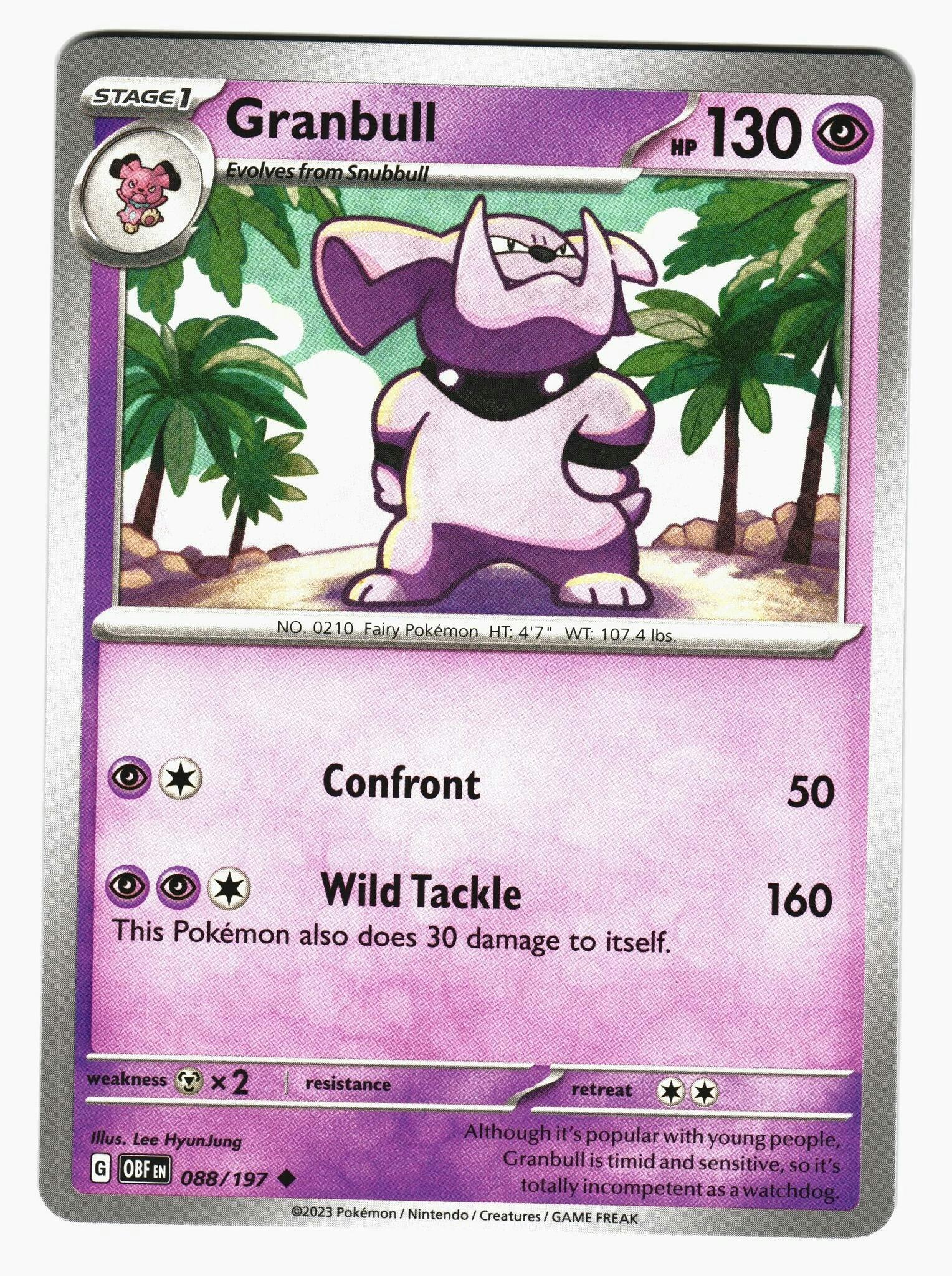 Granbull Uncommon 088/197 Obsidian Flames Pokemon