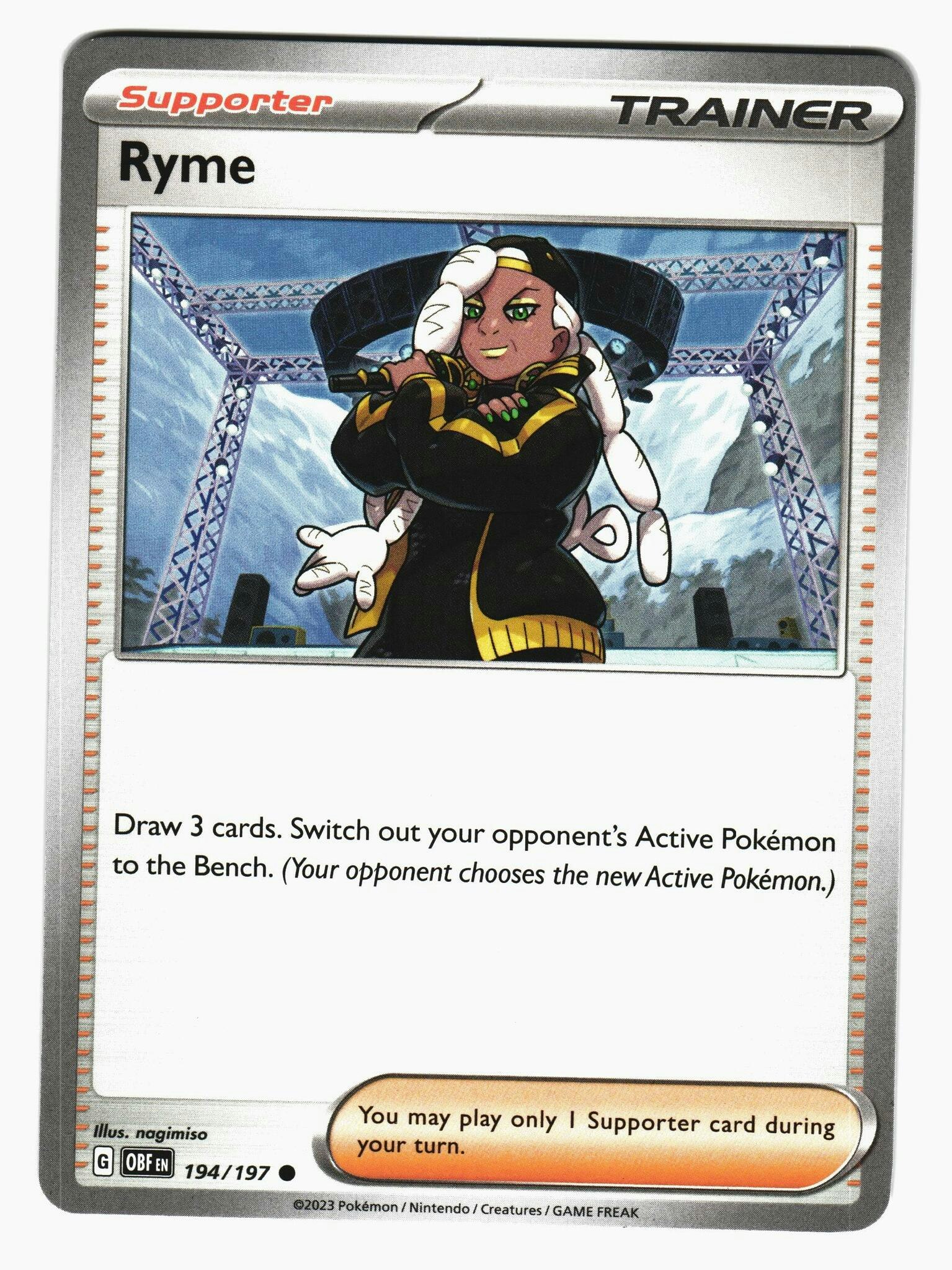 Rhyme Uncommon 194/197 Obsidian Flames Pokemon