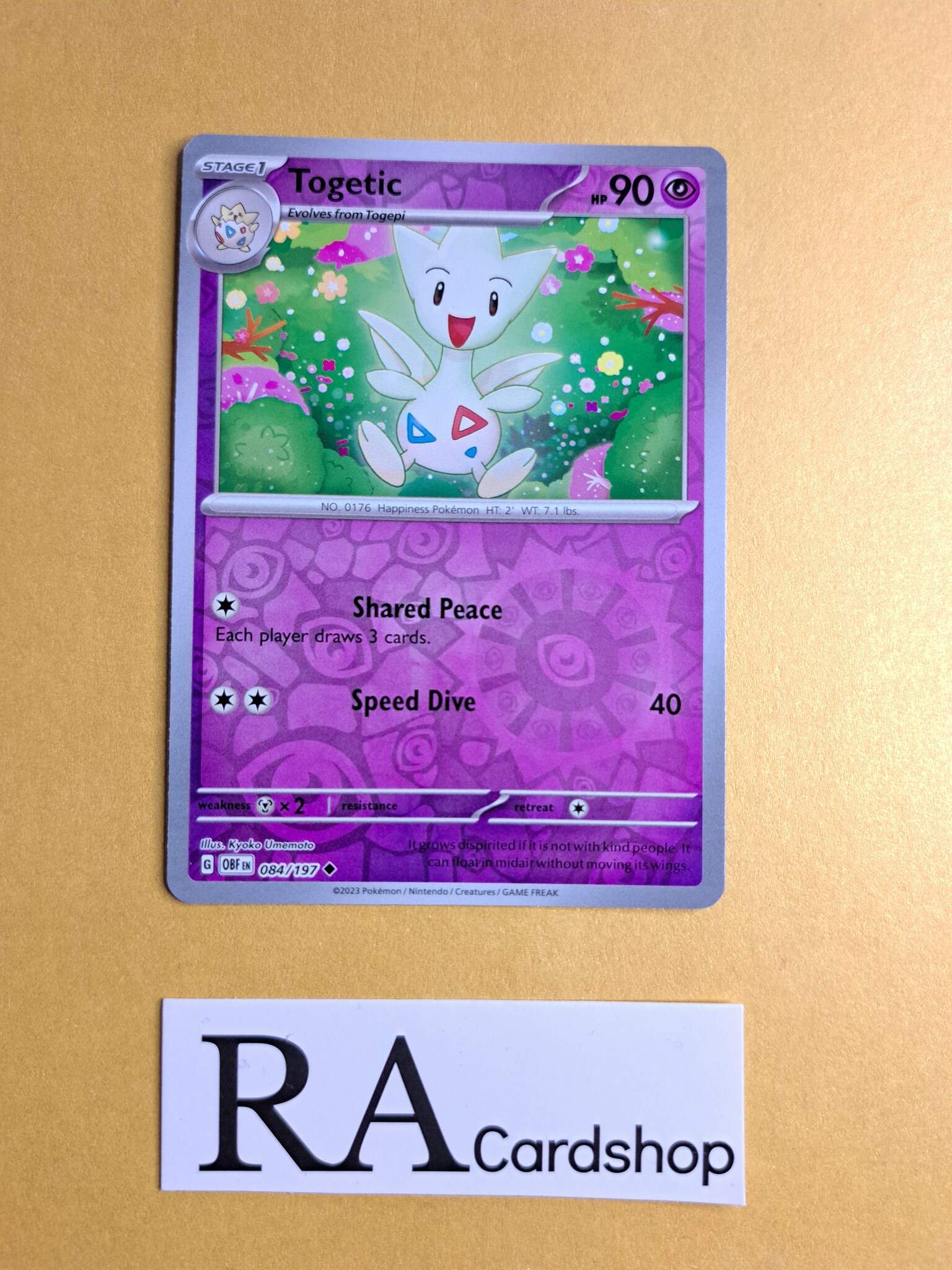 Togetic Reverse Holo Uncommon 084/197 Obsidian Flames Pokemon