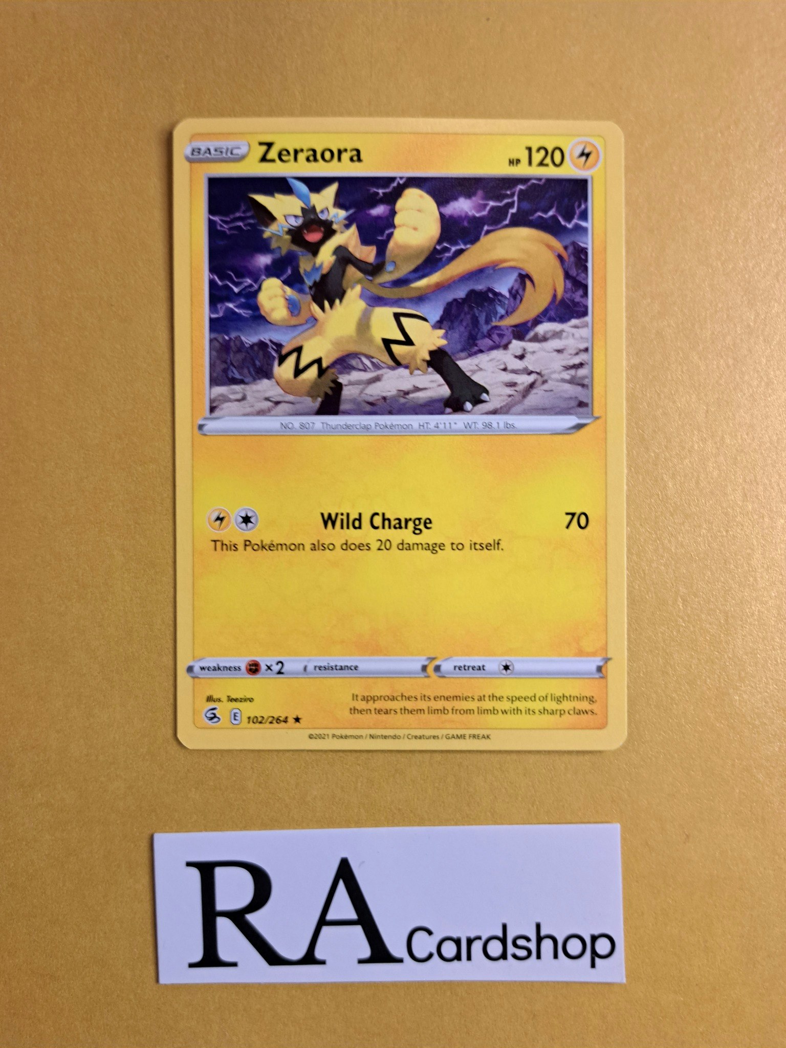 Zeraora Rare 102/264 Fusion Strike Pokemon