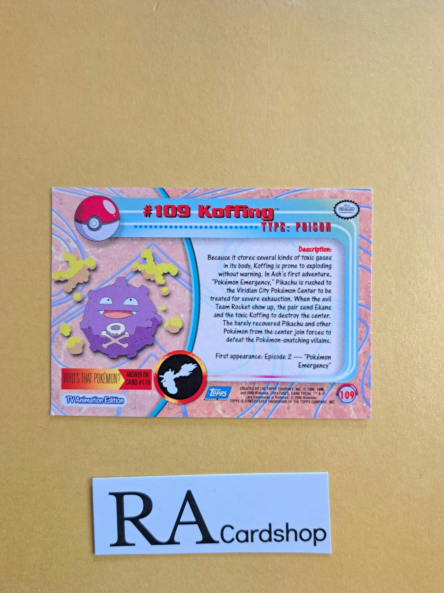 Koffing Holo (3) #109 Topps Pokemon