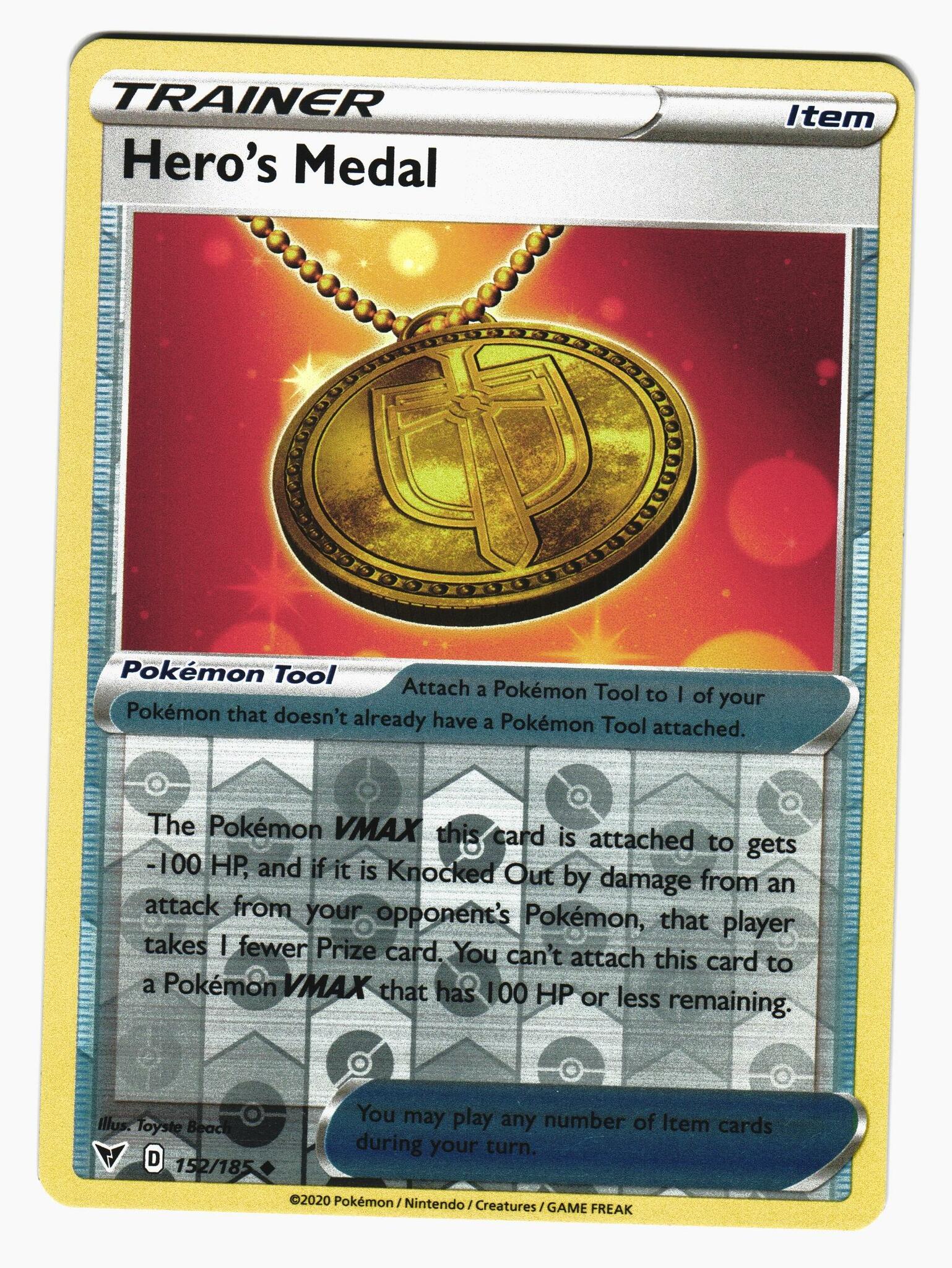 Heros Medal Reverse Holo Uncommon 152/185 Vivid Voltage Pokemon