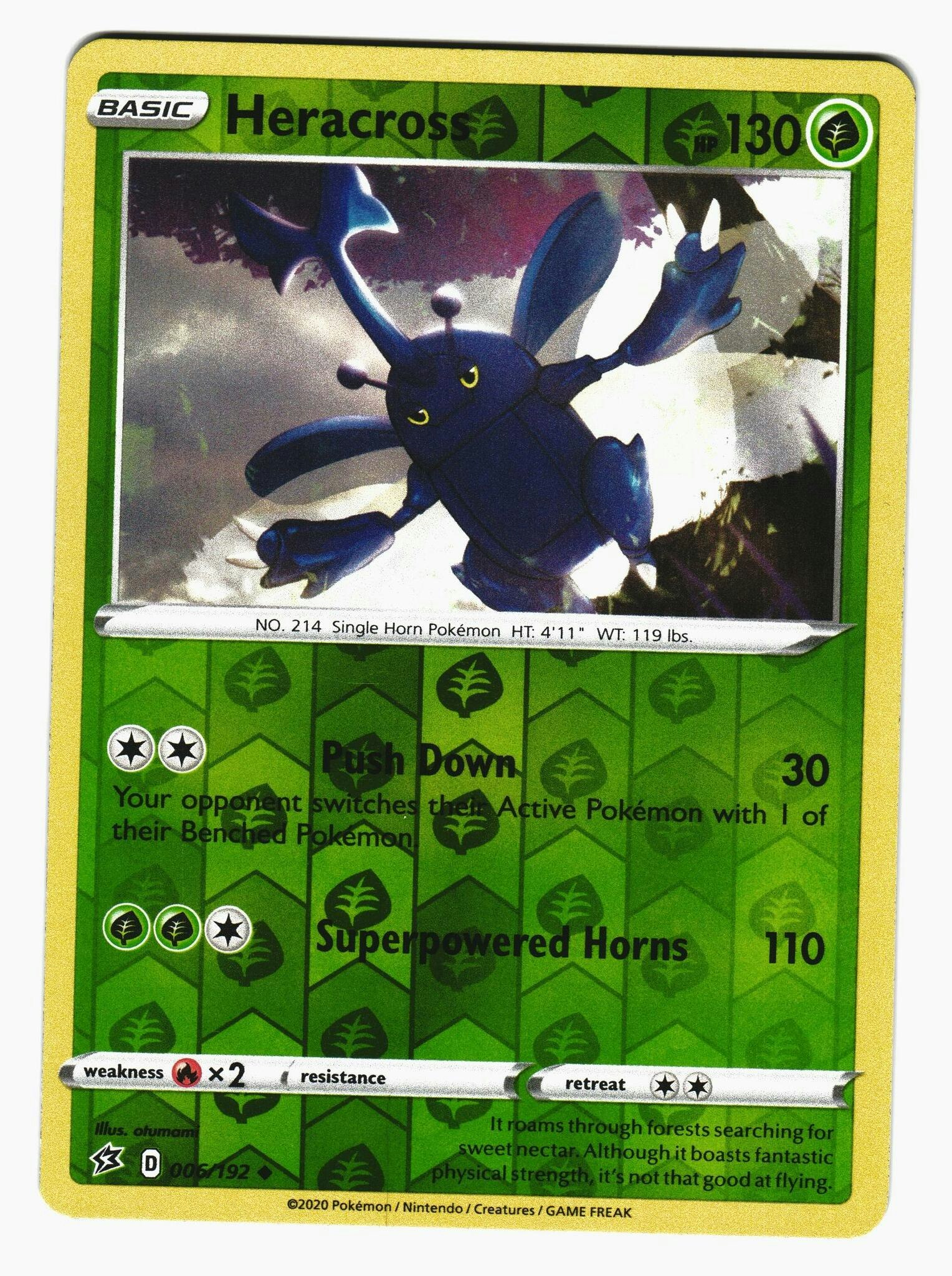 Heracross Reverse Holo Uncommon 006/192 Rebel Clash Pokemon