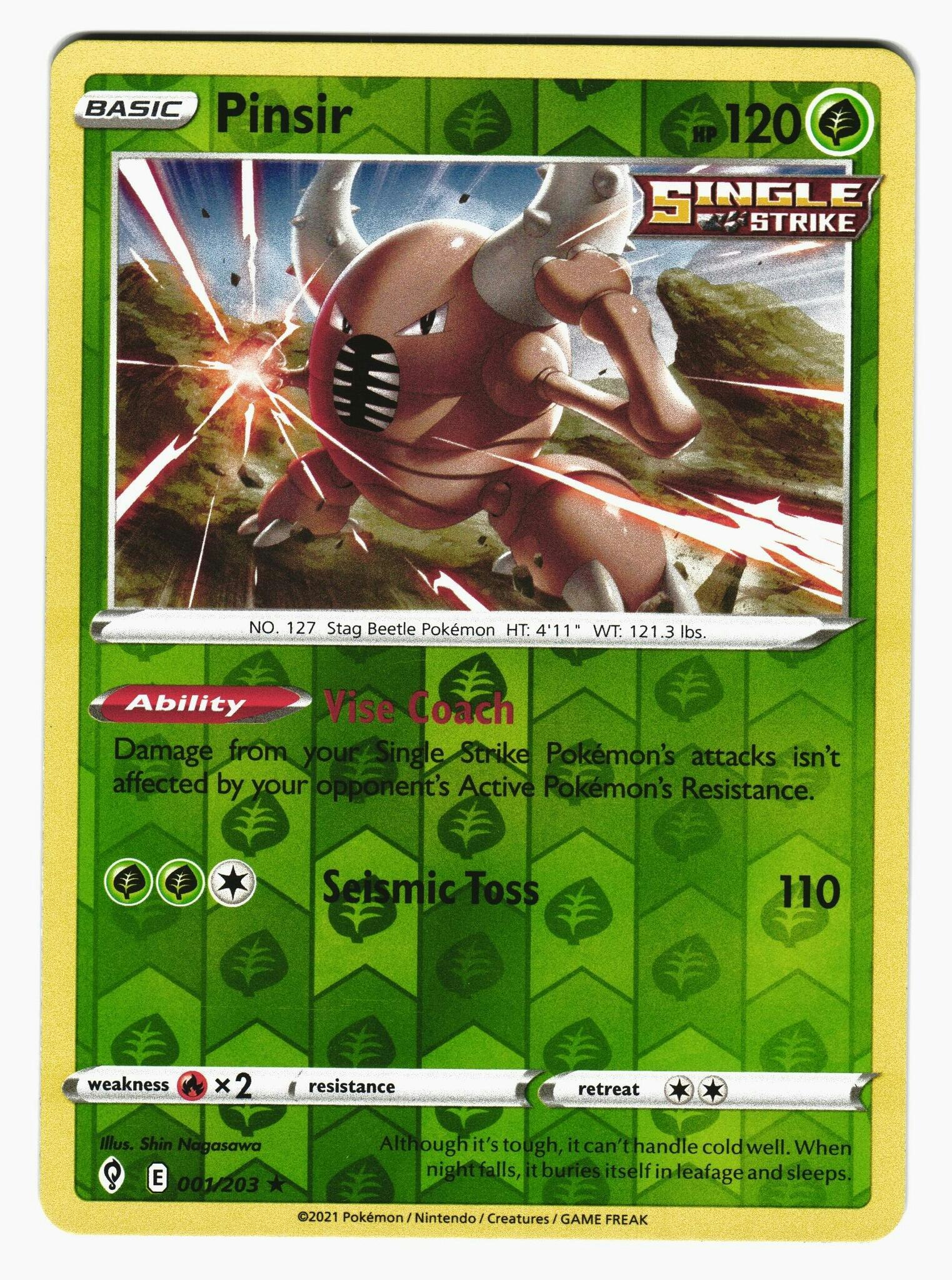 Pinsir Reverse Holo Rare 001/203 Evolving Skies Pokemon