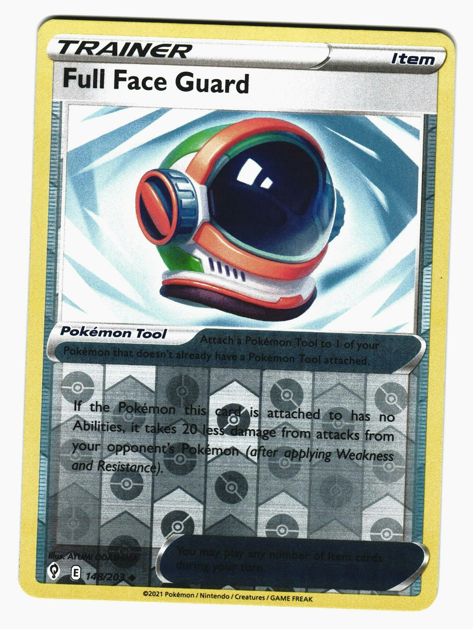Full Face Guard Reverse Holo Uncommon 148/203 Evolving Skies Pokemon