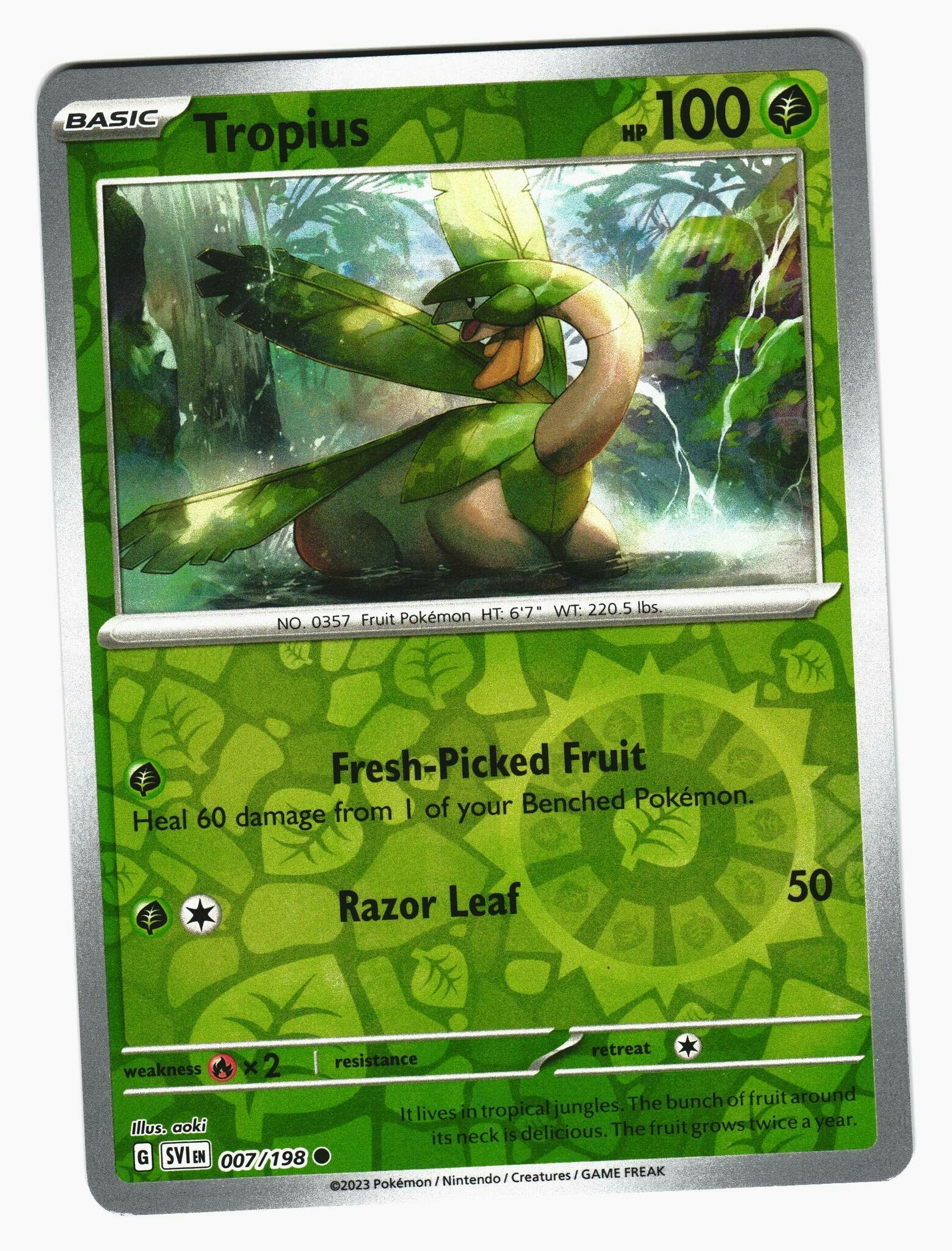 Tropius Reverse Holo Common 007/198 Scarlet & Violet Pokemon