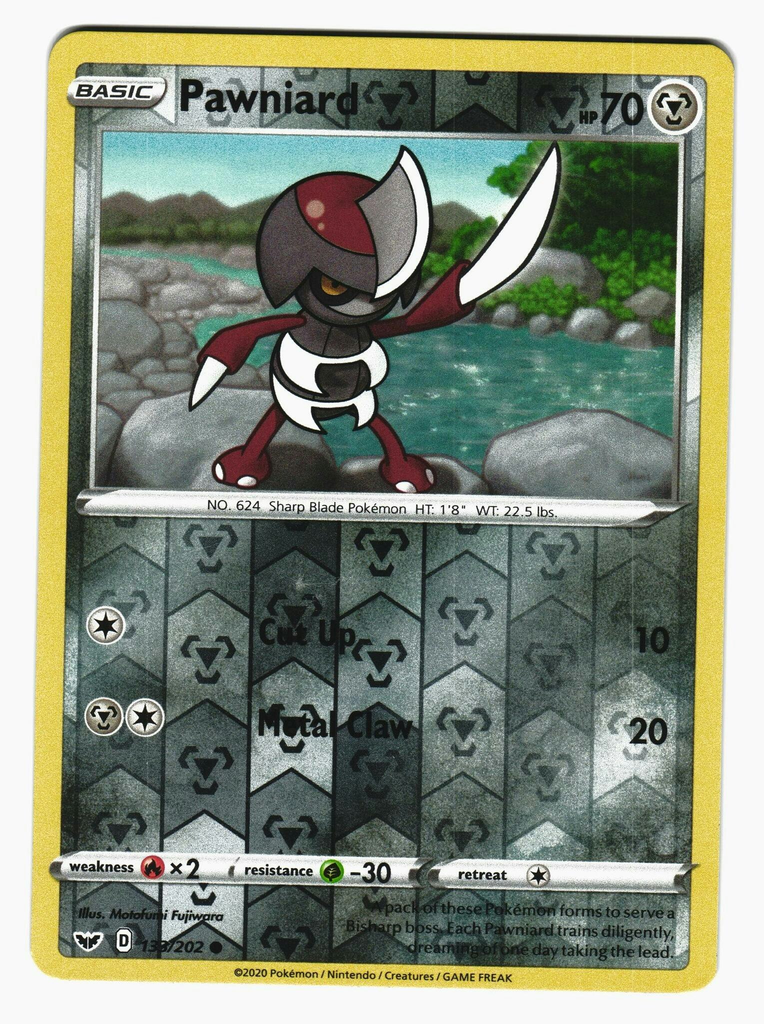 Pawniard Reverse Holo Common 133/202 Sword & Shield Pokemon