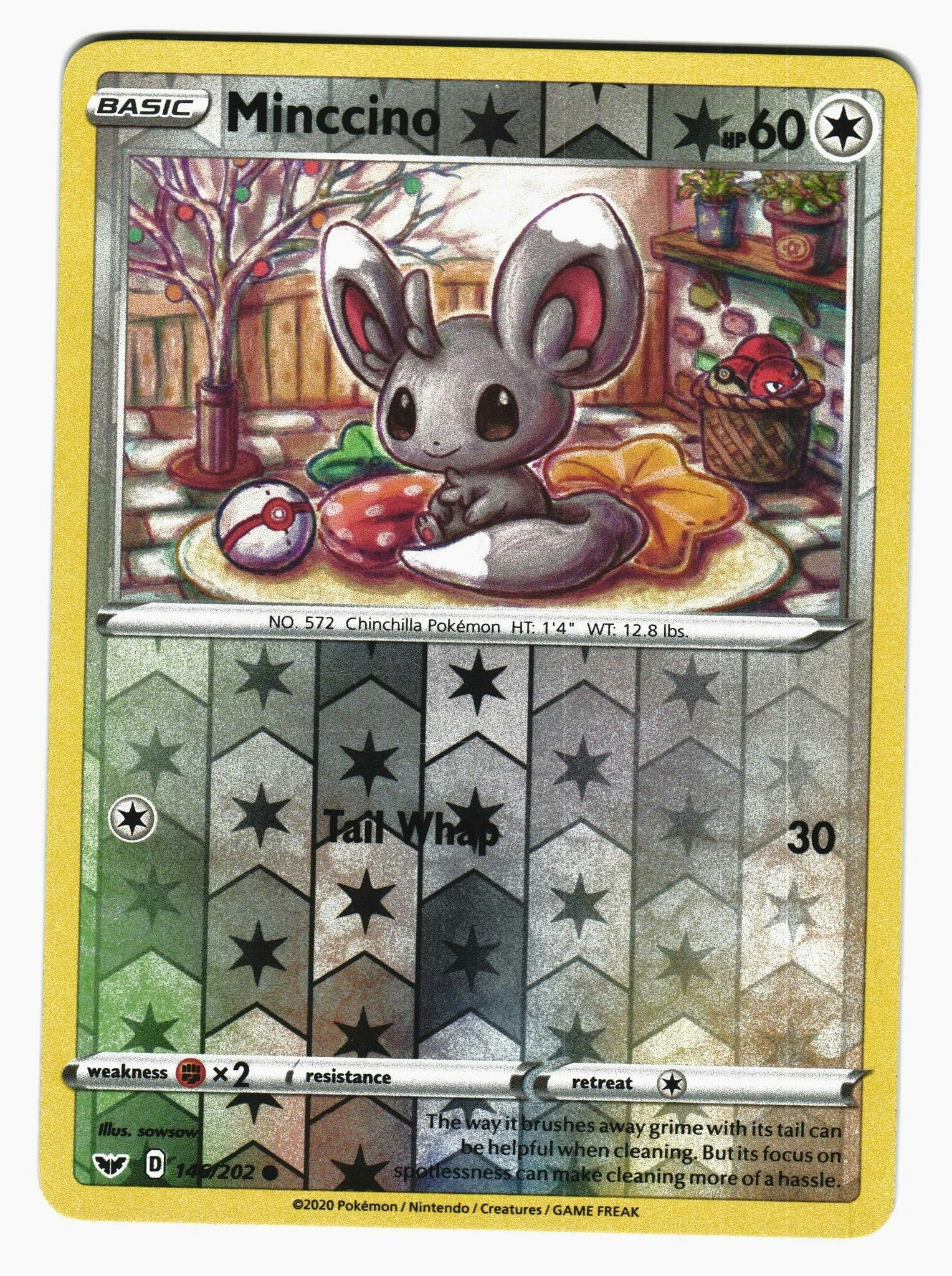 Minccino Reverse Holo Common 146/202 Sword & Shield Pokemon