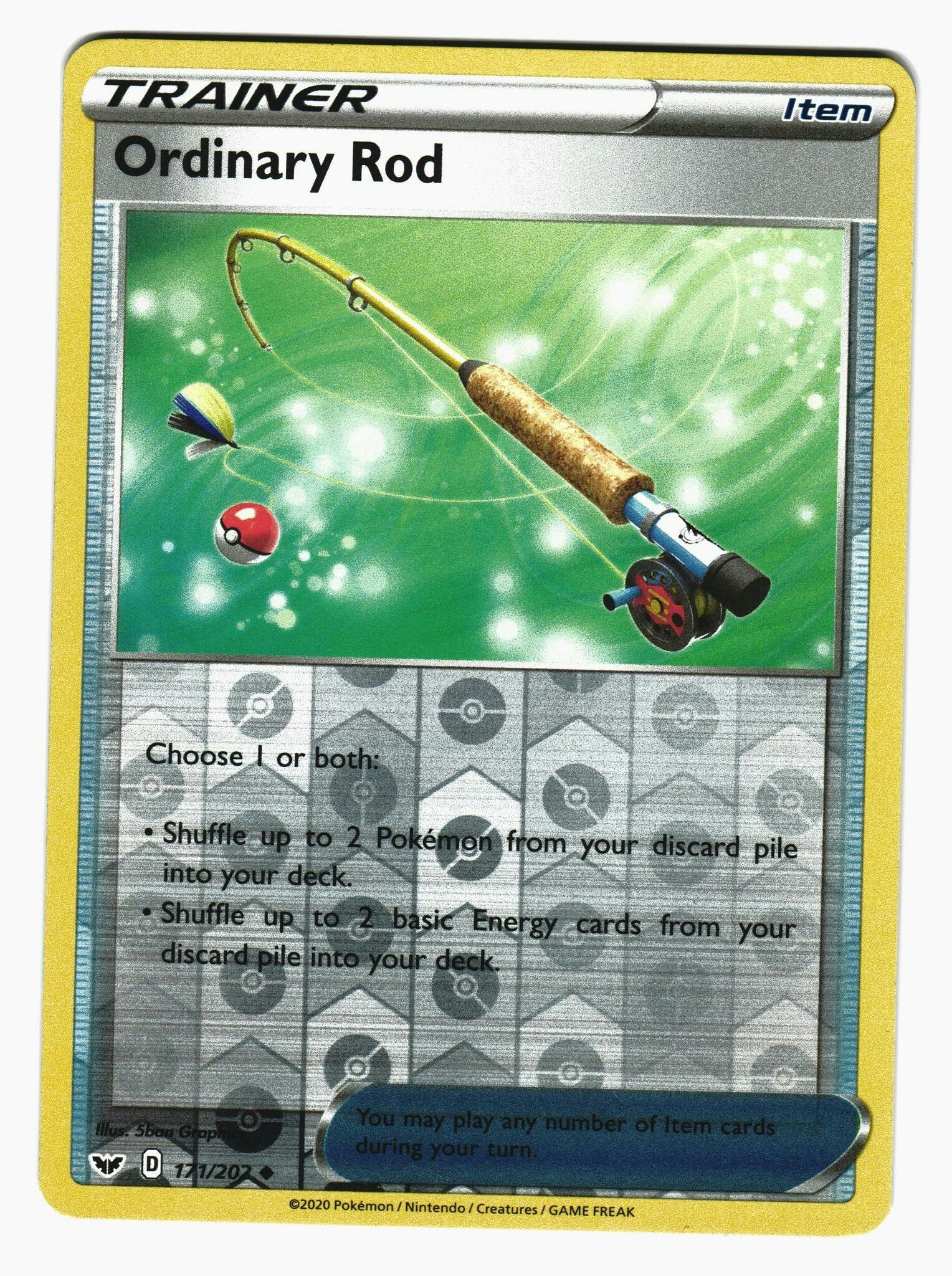Ordinary Rod Reverse Holo Uncommon 171/202 Sword & Shield Pokemon