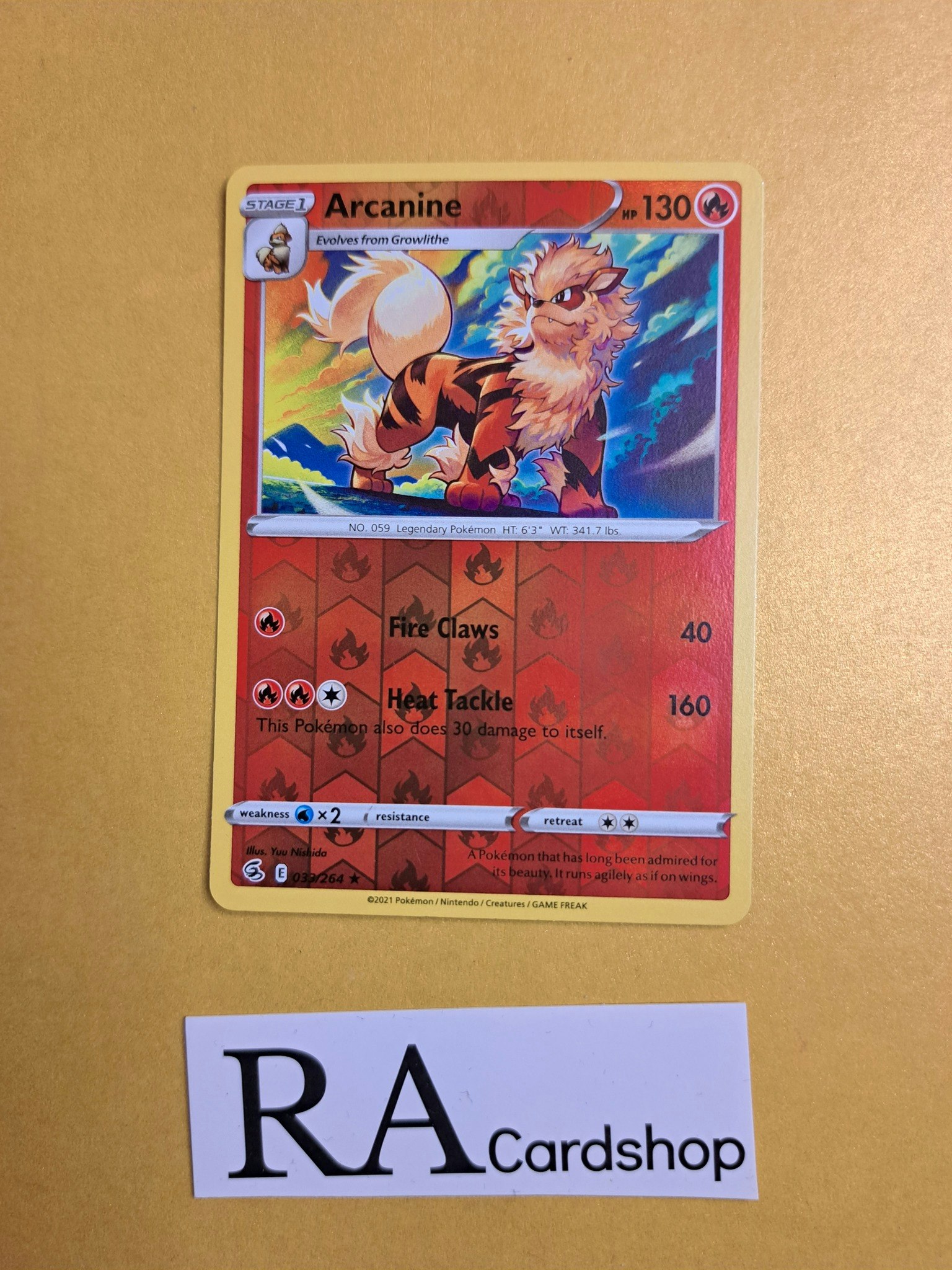 Arcanine Reverse Holo Rare 033/264 Fusion Strike Pokemon