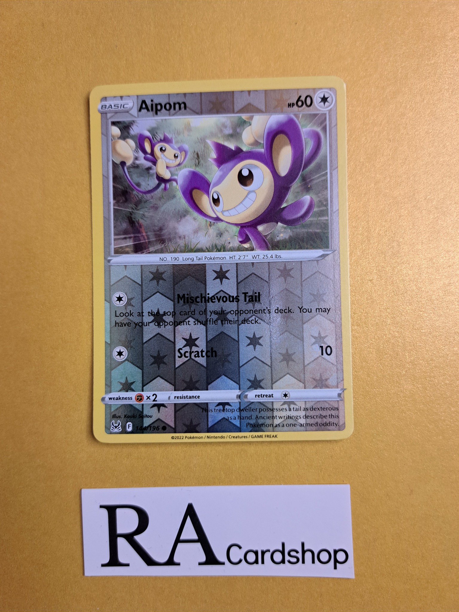 Aipom Reverse Holo Common 144/196 Lost Origin Pokemon