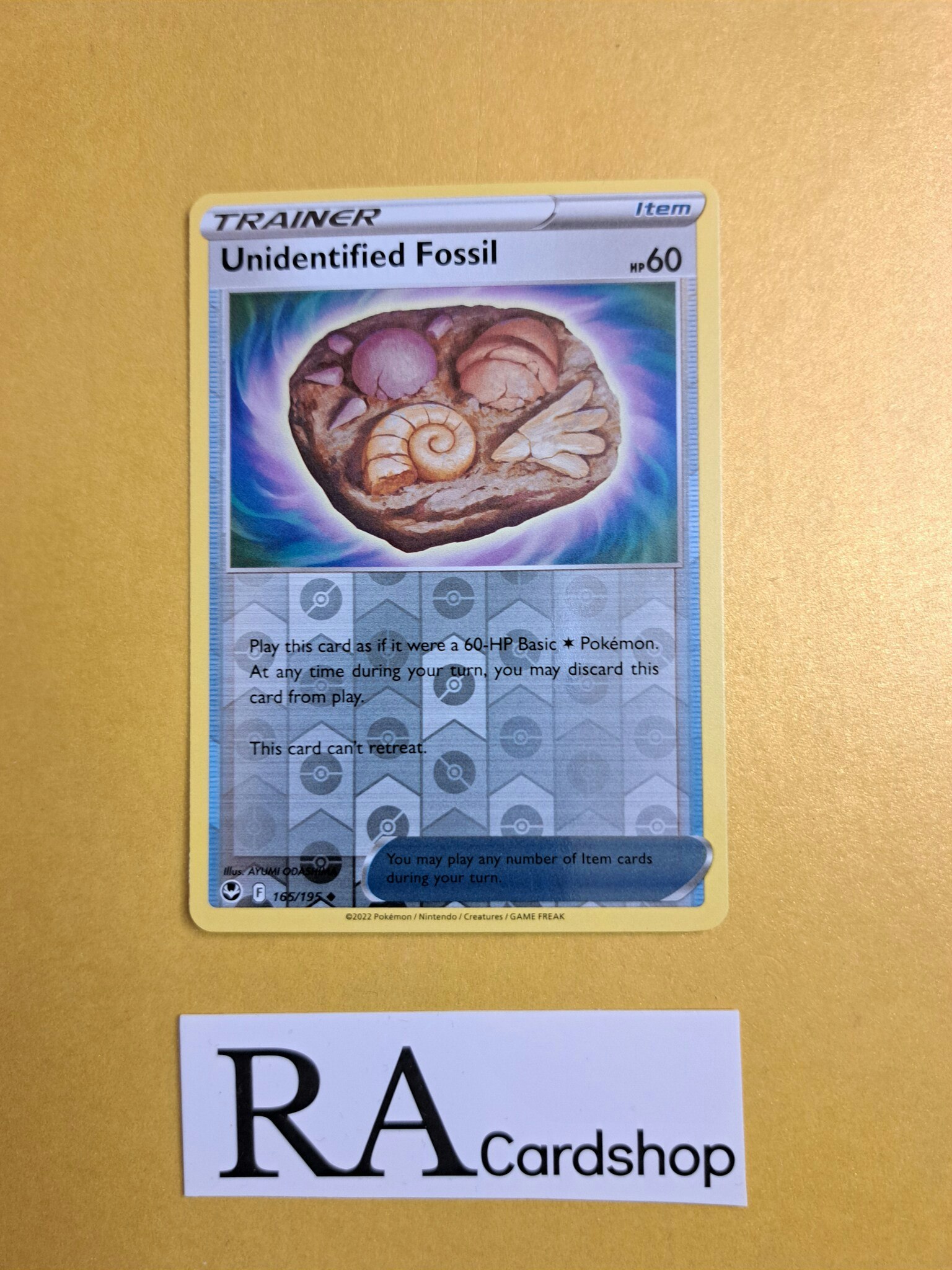 Unidentified Fossil Reverse Holo Uncommon 165/195 Silver Tempest Pokemon