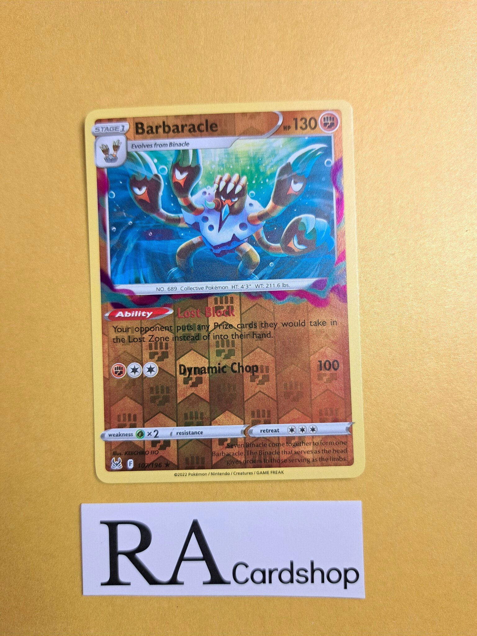 Barbaracle Reverse Holo Rare 107/196 Lost Origin Pokemon