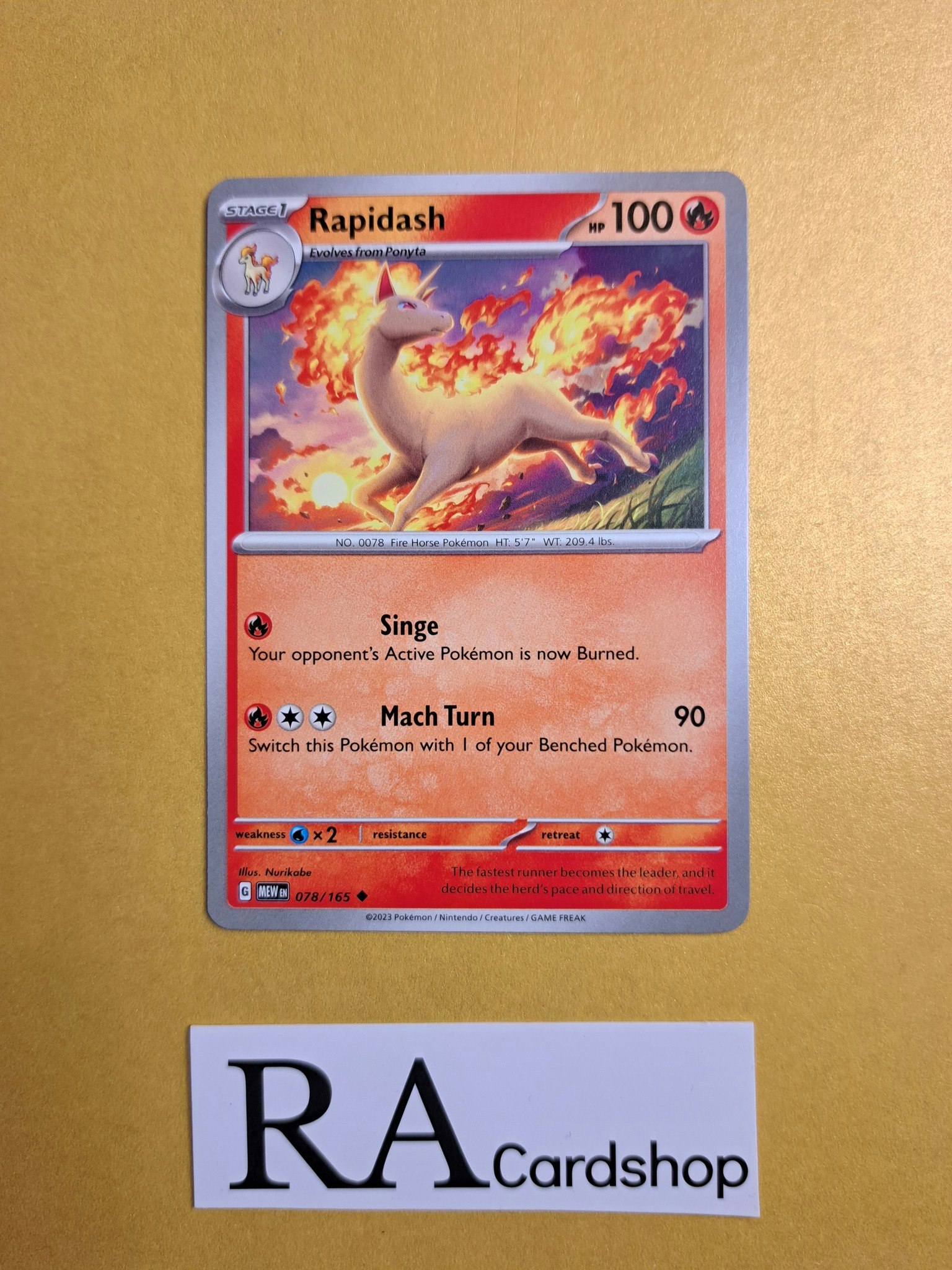 Rapidash Uncommon 078/165 Pokemon 151