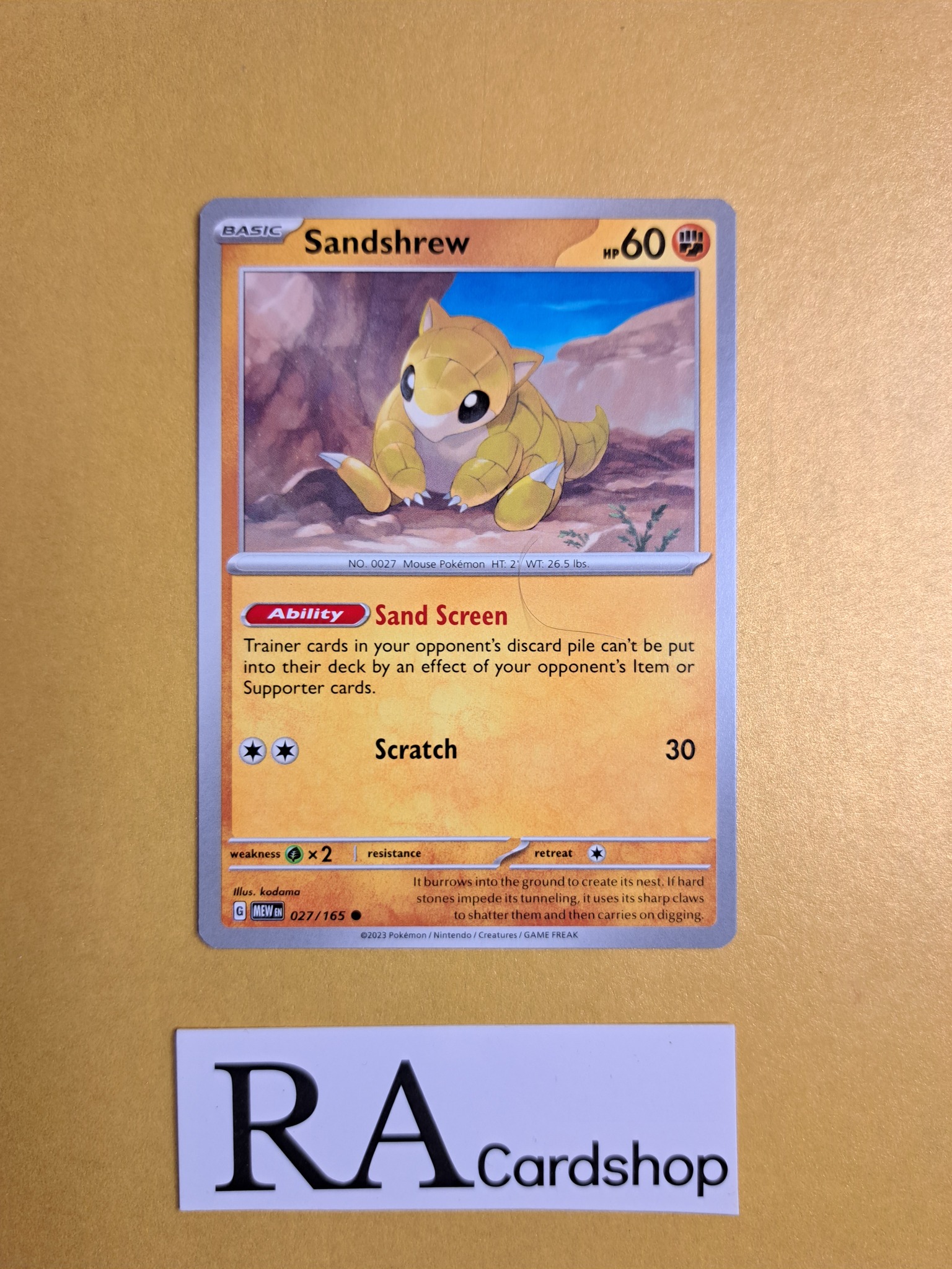 Sandshrew Common 027/165 Pokemon 151