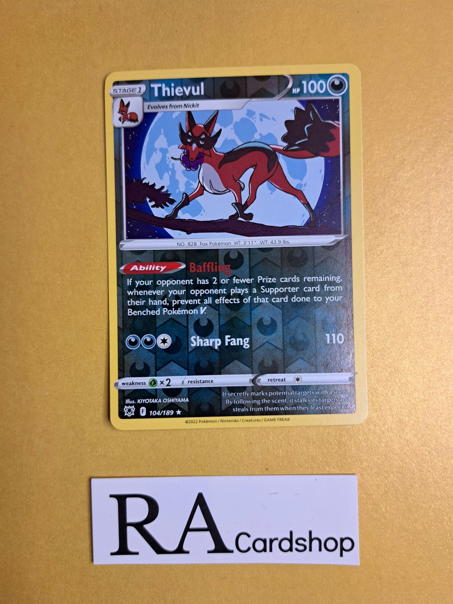 Thievul Reverse Holo Rare 104/189 Astral Radiance Pokemon