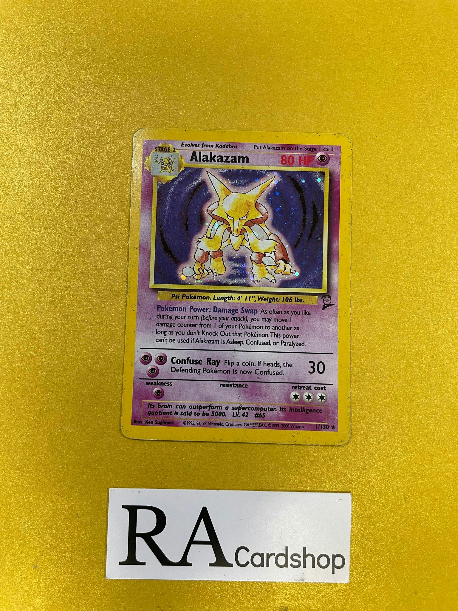 Alakazam Holo Rare 1/130 Base Set 2 Pokemon