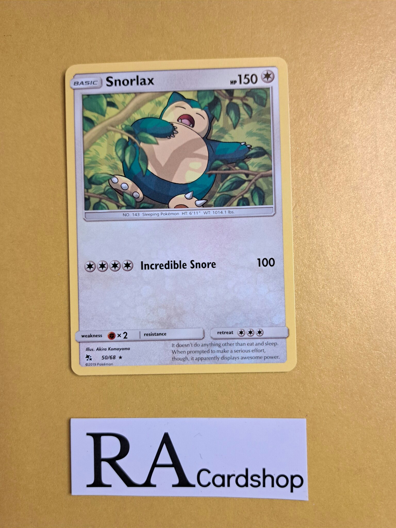 Snorlax Rare 50/68 Hidden Fates Pokemon
