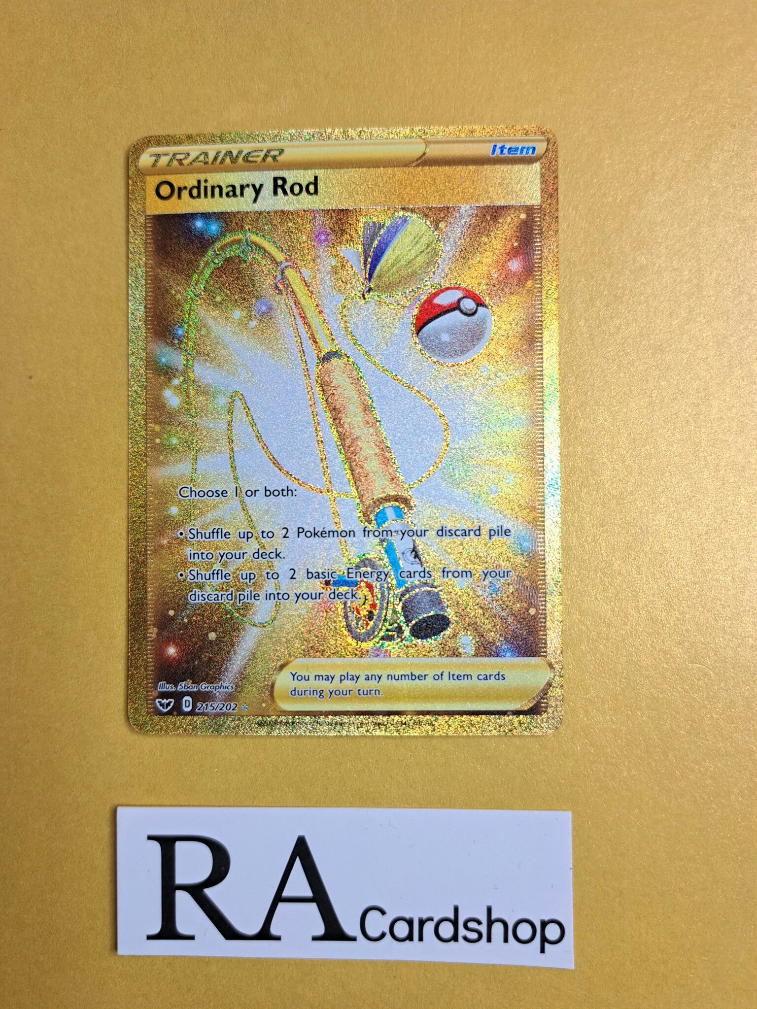 Ordinary Rod 215/202 Gold Secret Rare Sword & Shield Pokemon