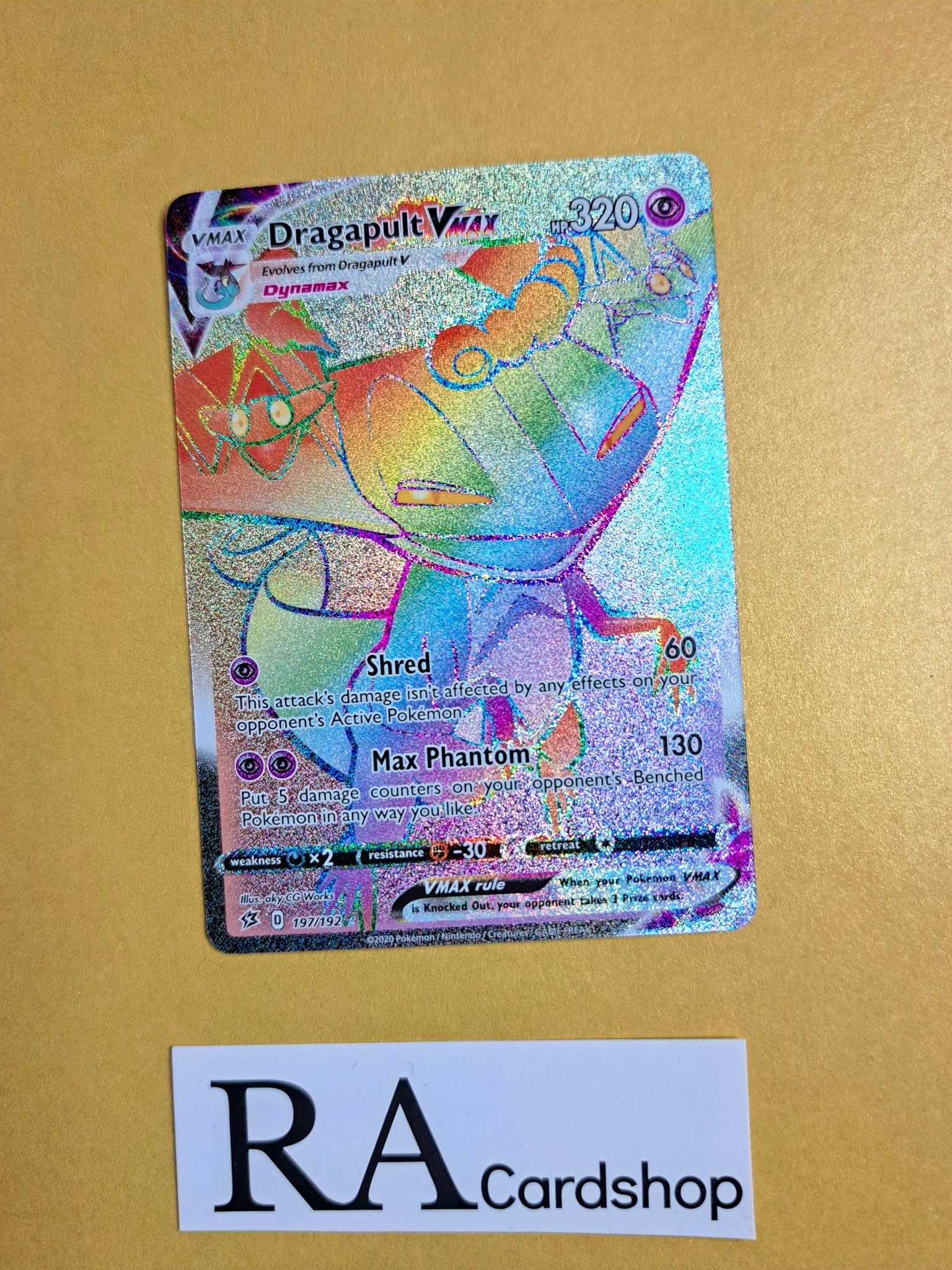 Dragapult Vmax 197/192 Rainbow Secret Rare Rebel Clash Pokemon