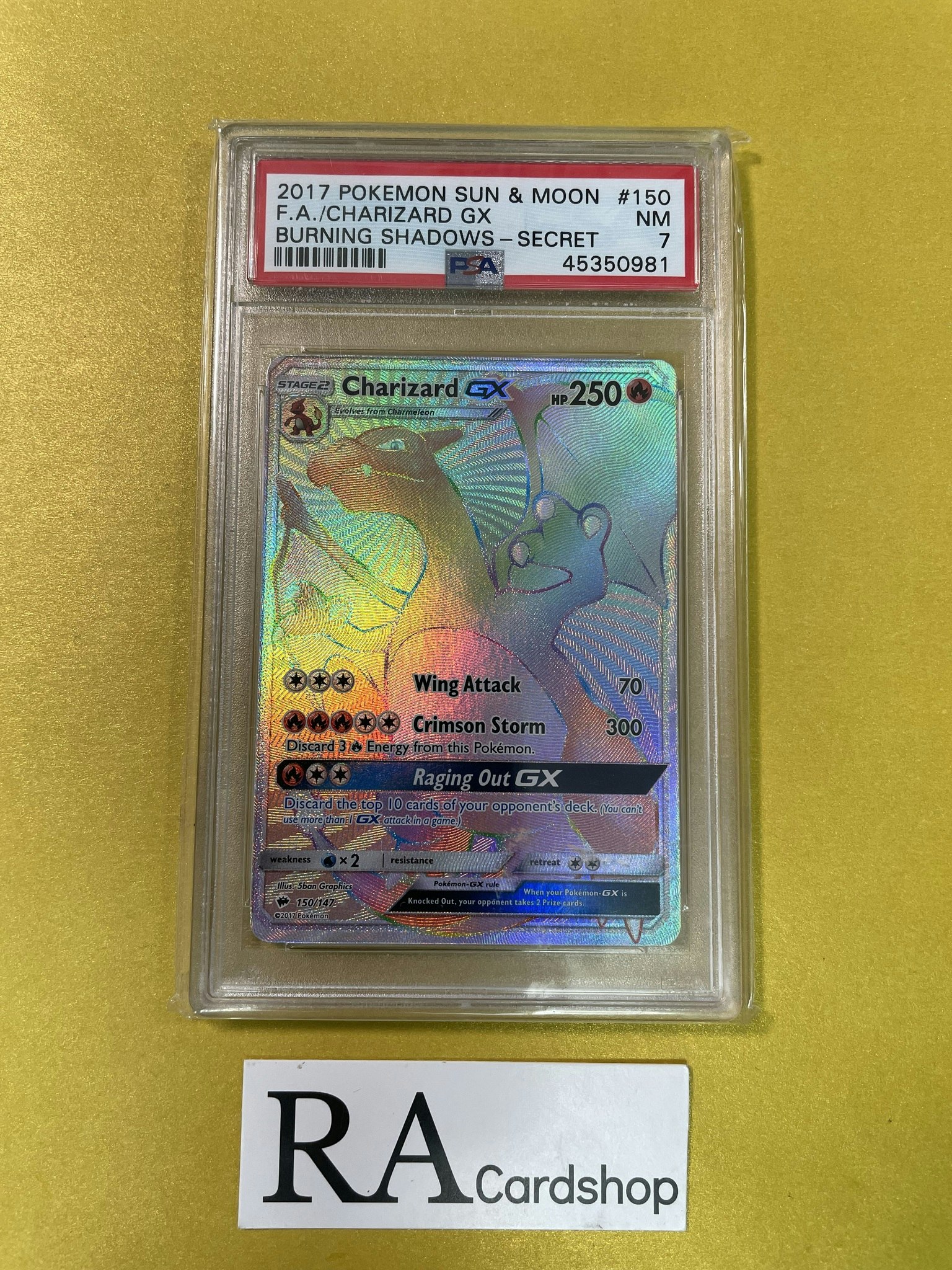 Charizard GX Rare 150/147 7 PSA Burning Shadows Rainbow Secret Rare Pokemon