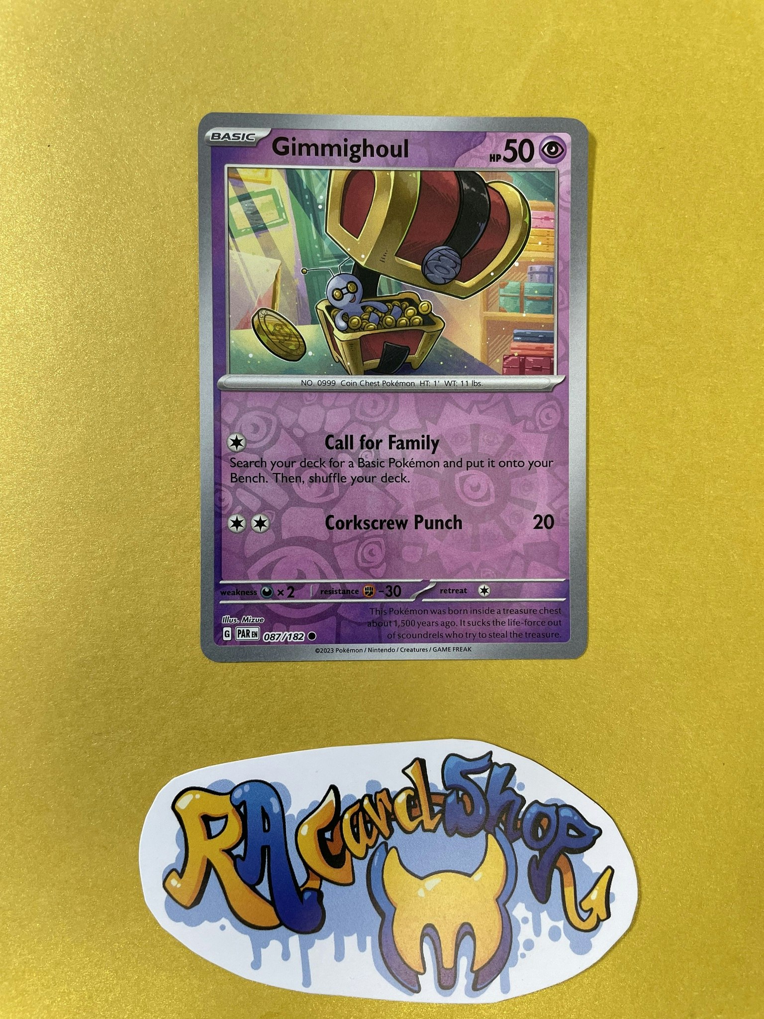 Gimmighoul Reverse Holo Common 087/182 Paradox Rift Pokemon