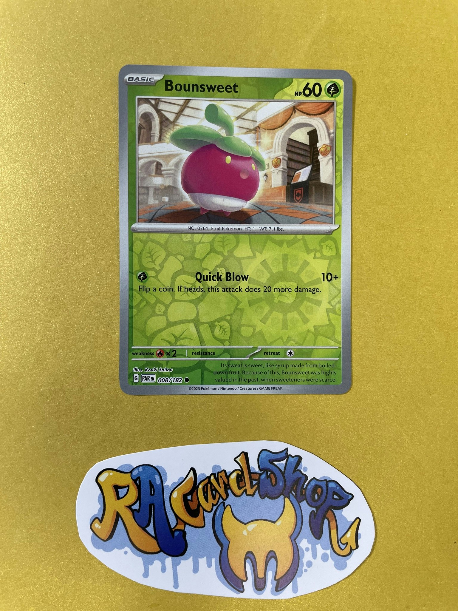 Bounsweet Reverse Holo Common 008/182 Paradox Rift Pokemon