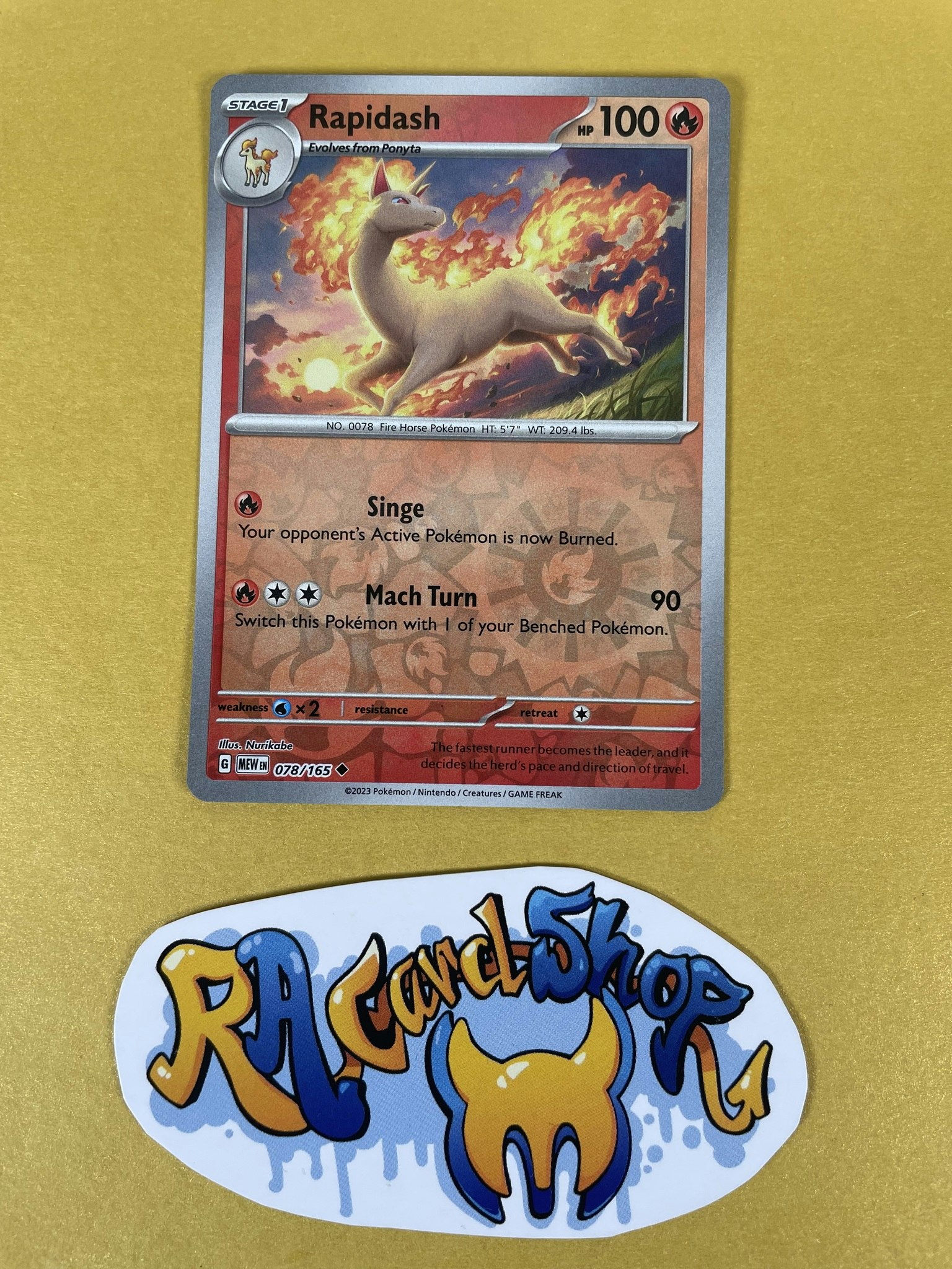 Rapidash Reverse Holo Uncommon 078/165 Pokemon 151