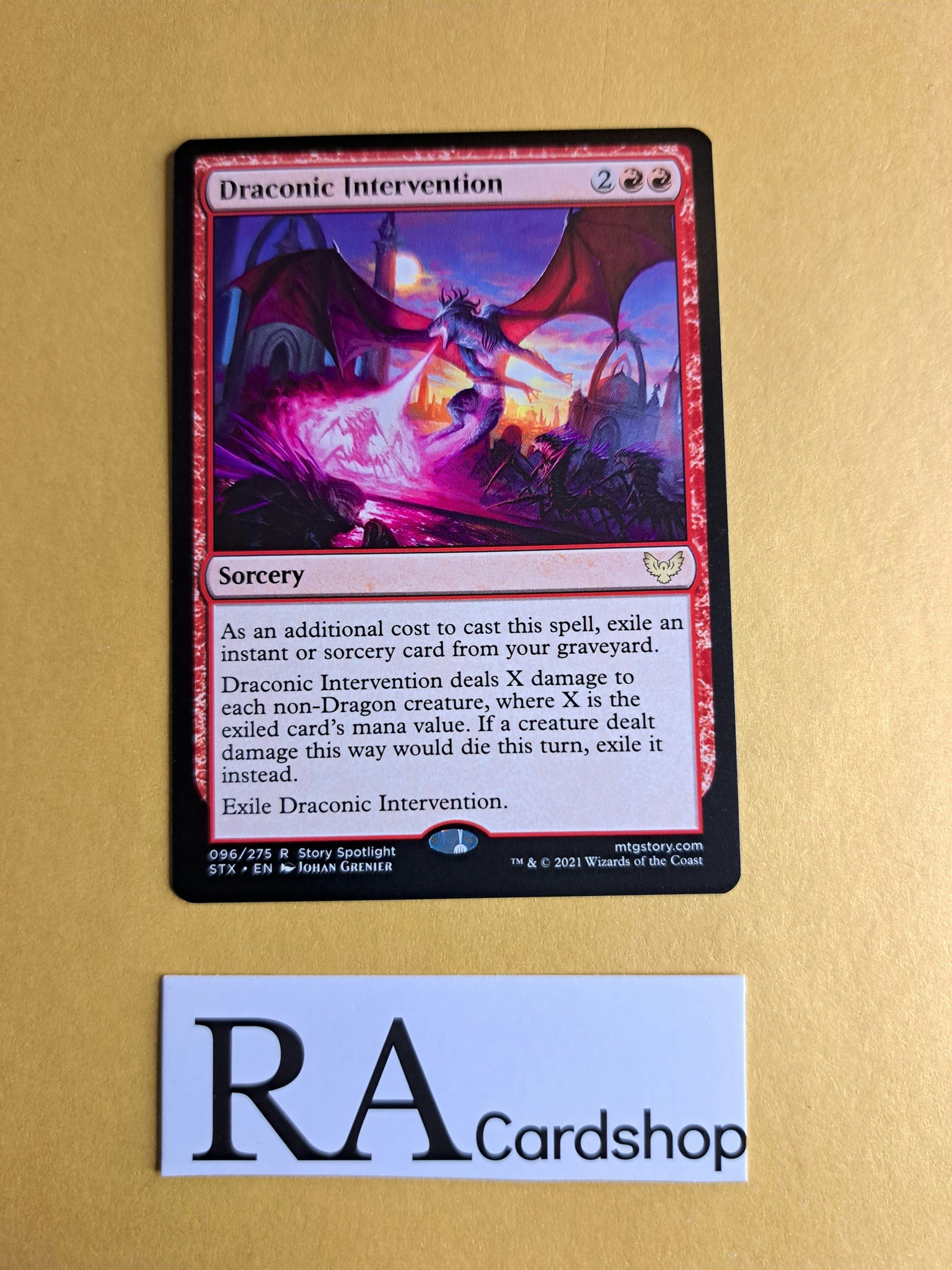 Draconic Intervention Rare 096/275 Strixhaven School of Mages (STX) Magic the Gathering