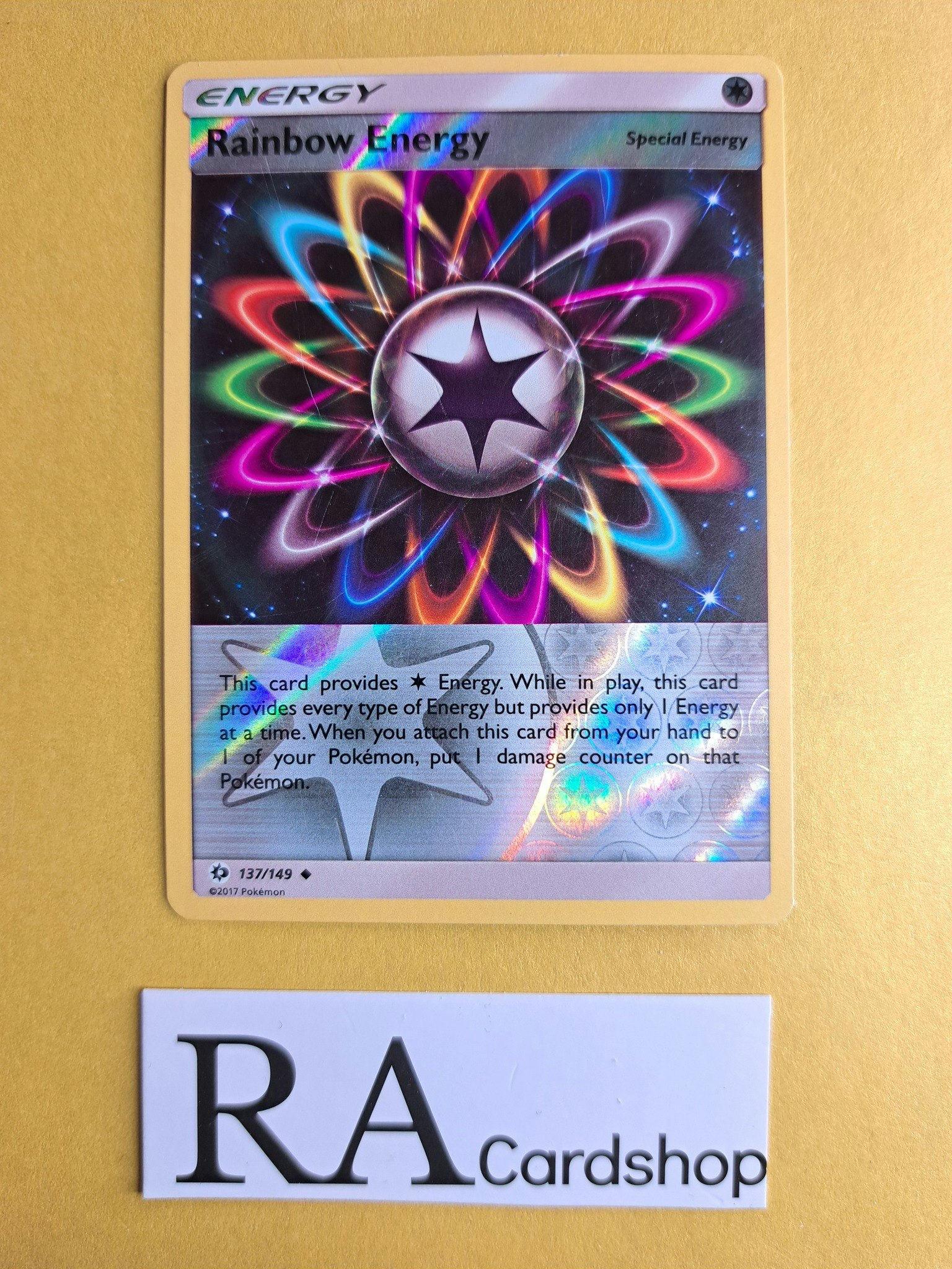 Rainbow Energy Reverse Holo Uncommon 137/149 Sun & Moon Pokemon