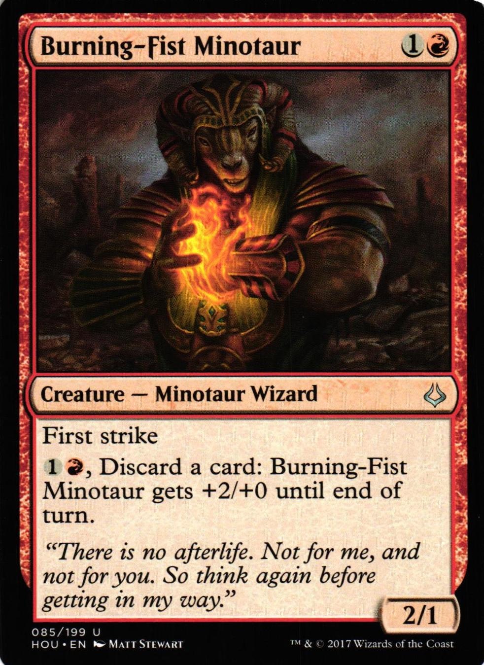 Burning-Fist Minotaur Uncommon 085/199 Hour of Devesation (HOU) Magic the Gathering