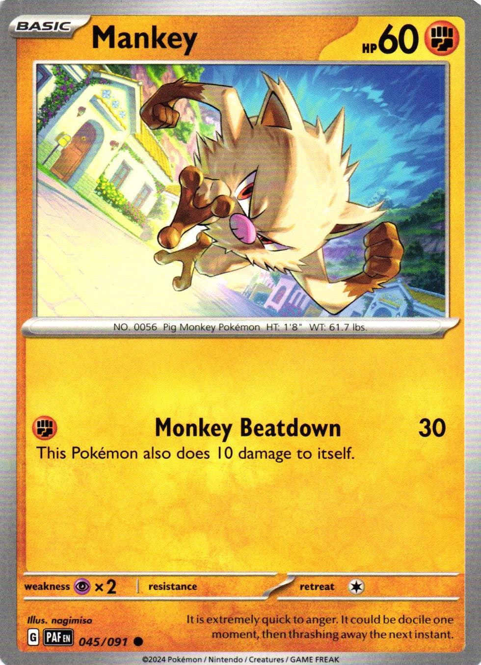 Mankey Common 045/091 Paldean Fates Pokemon
