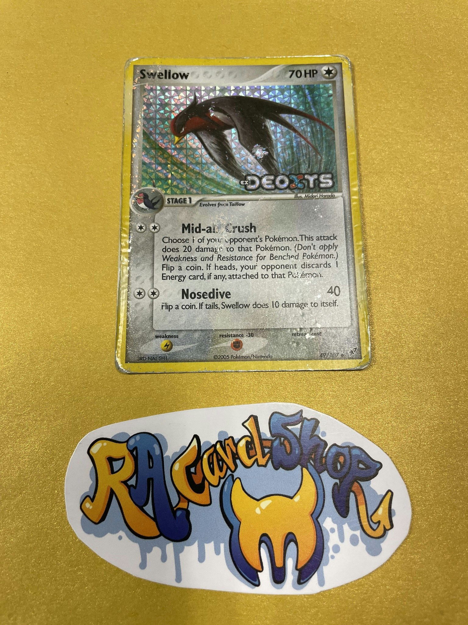 Swellow 49/107 Reverse Holo Stamped EX Deoxys Pokemon