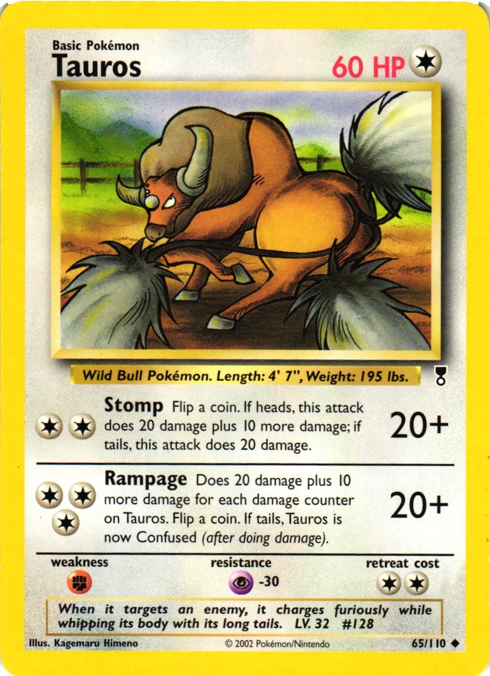Tauros Uncommon 65/110 Legendary Collection Pokemon