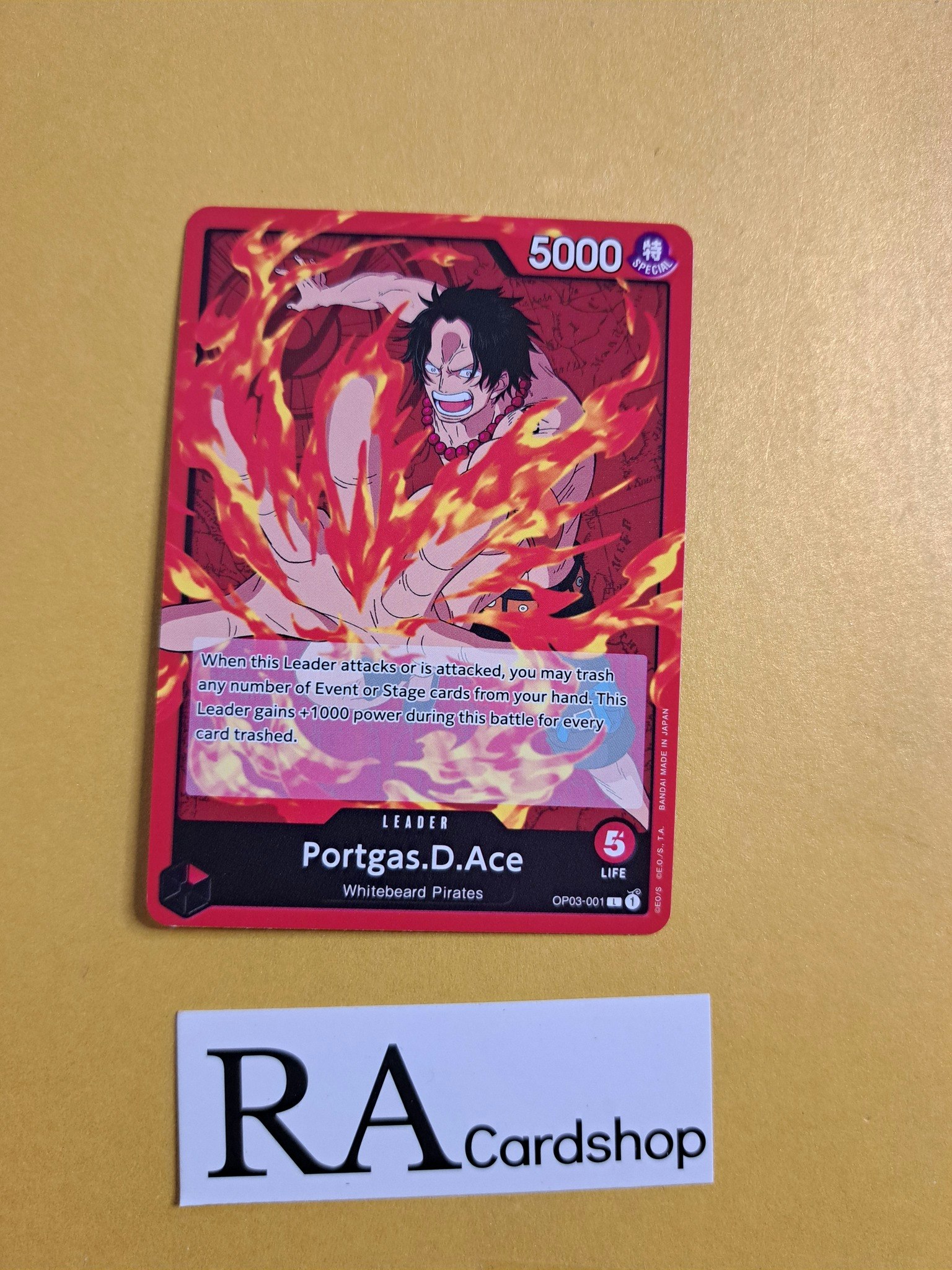 Portgas.D.Ace Leader OP03-001 Pillar of Strenght One Piece Card Game