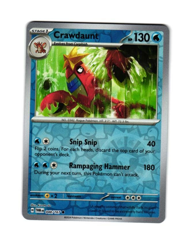 Crawdaunt Reverse Holo Common 048/167 Twilight Masquerade Pokemon