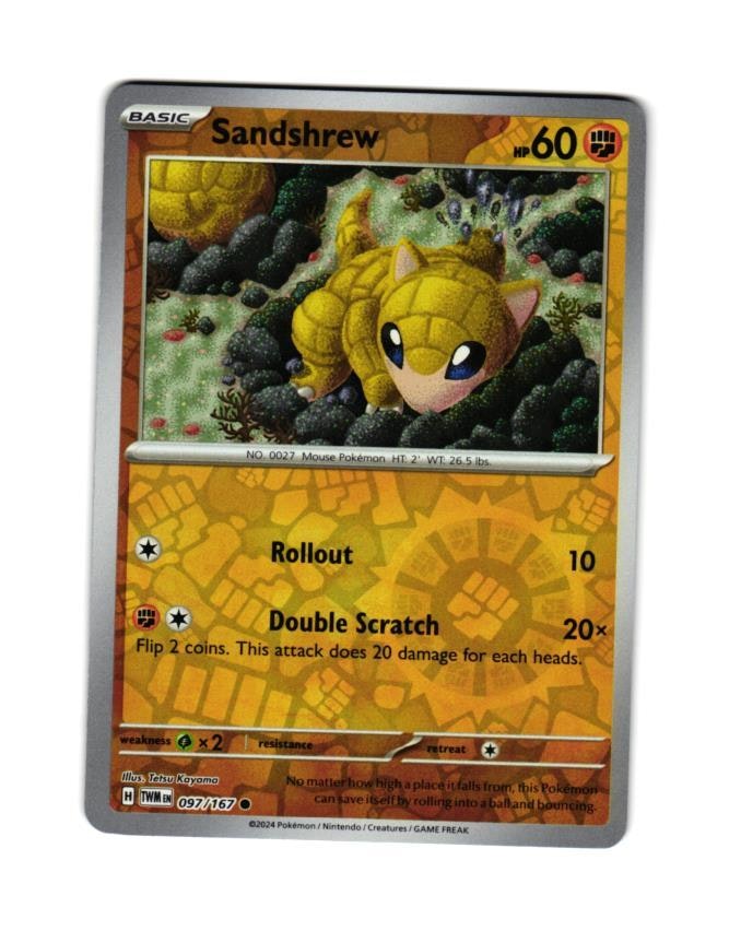 Sandshrew Reverse Holo Common 097/167 Twilight Masquerade Pokemon