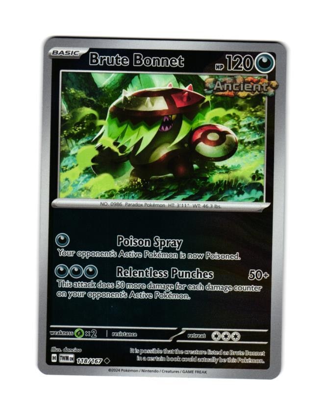 Brute Bonnet Reverse Holo Uncommon 118/167 Twilight Masquerade Pokemon