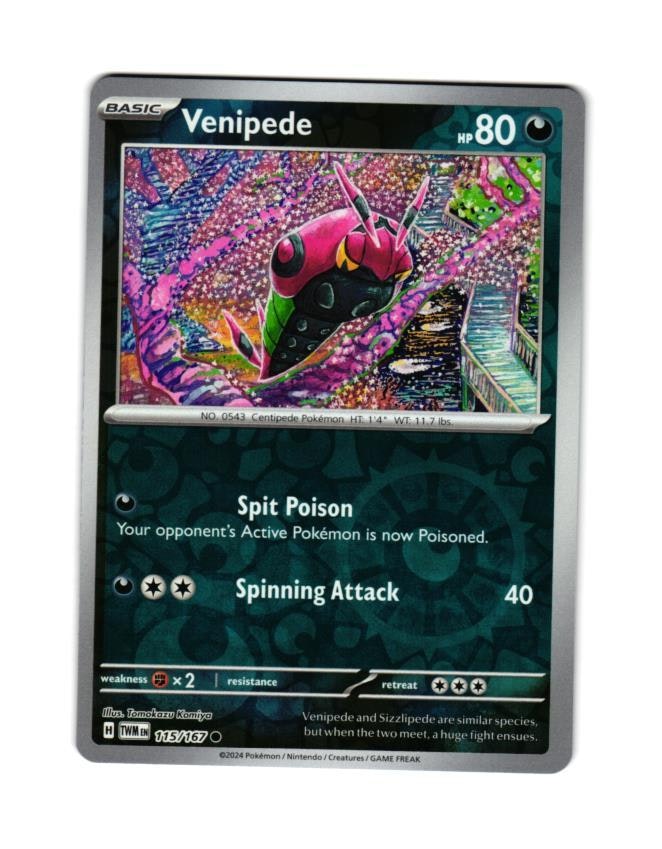 Venipede Reverse Holo Common 115/167 Twilight Masquerade Pokemon