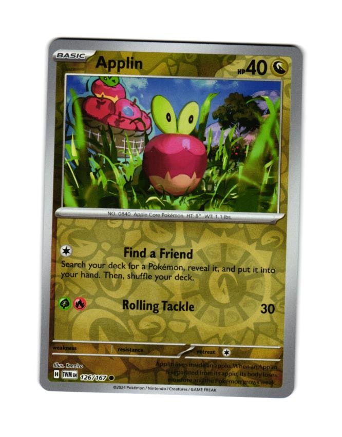 Applin Reverse Holo Common 126/167 Twilight Masquerade Pokemon