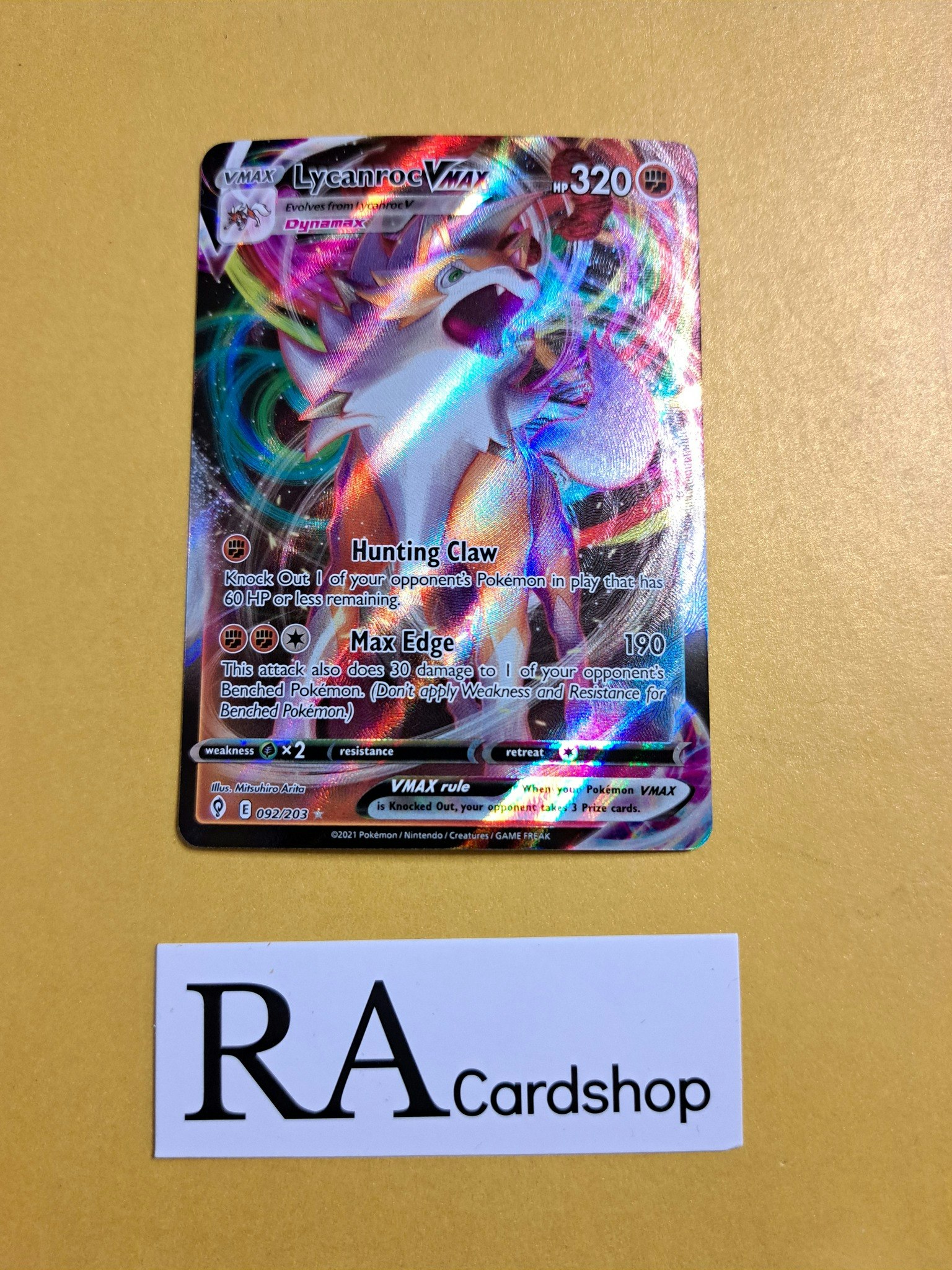 Lycanroc Vmax Rare 092/203 Evolving Skies Pokemon