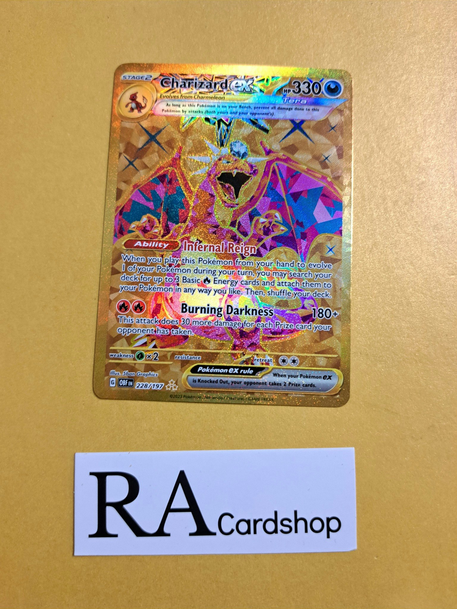 Charizard EX Gold Secret Rare 228/197 Obsidian Flames Pokemon