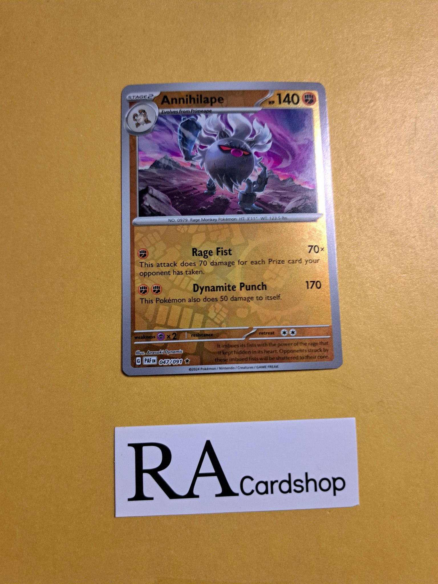 Annihilape Reverse Holo Rare 047/091 Paldean Fates Pokemon